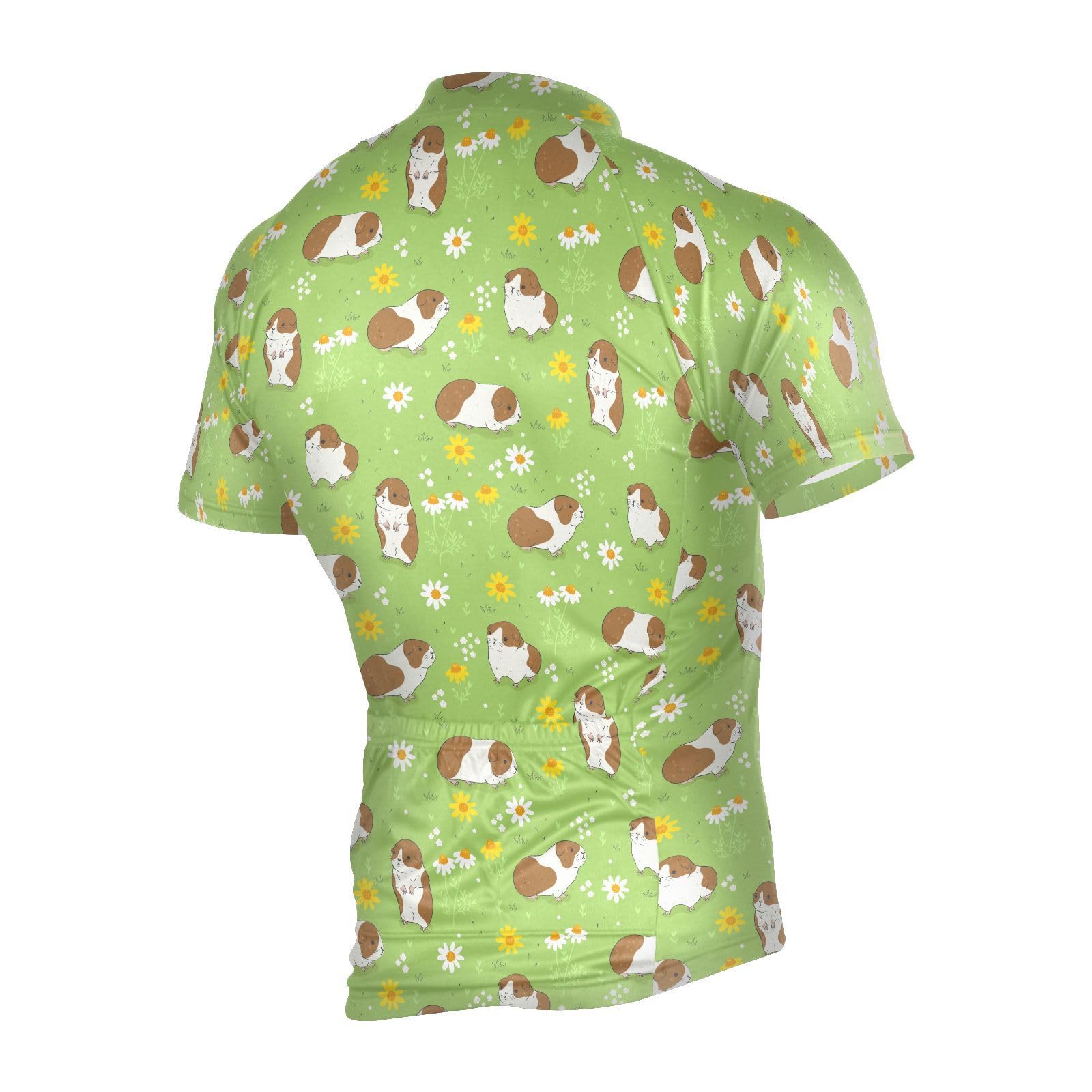 JHKKU Men's Cycling Jerseys Guinea Pigs Short Sleeves Bike Shirt Breathable Quick Dry with 3 Rear Pockets S