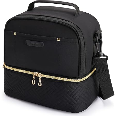 TOURIT Lunch Bag For Women, Reusable Insulated Tote Lunch Box Cute Cooler Thermal Lunch Bag Suitable For Work School Picnic Beach Pink Striped
