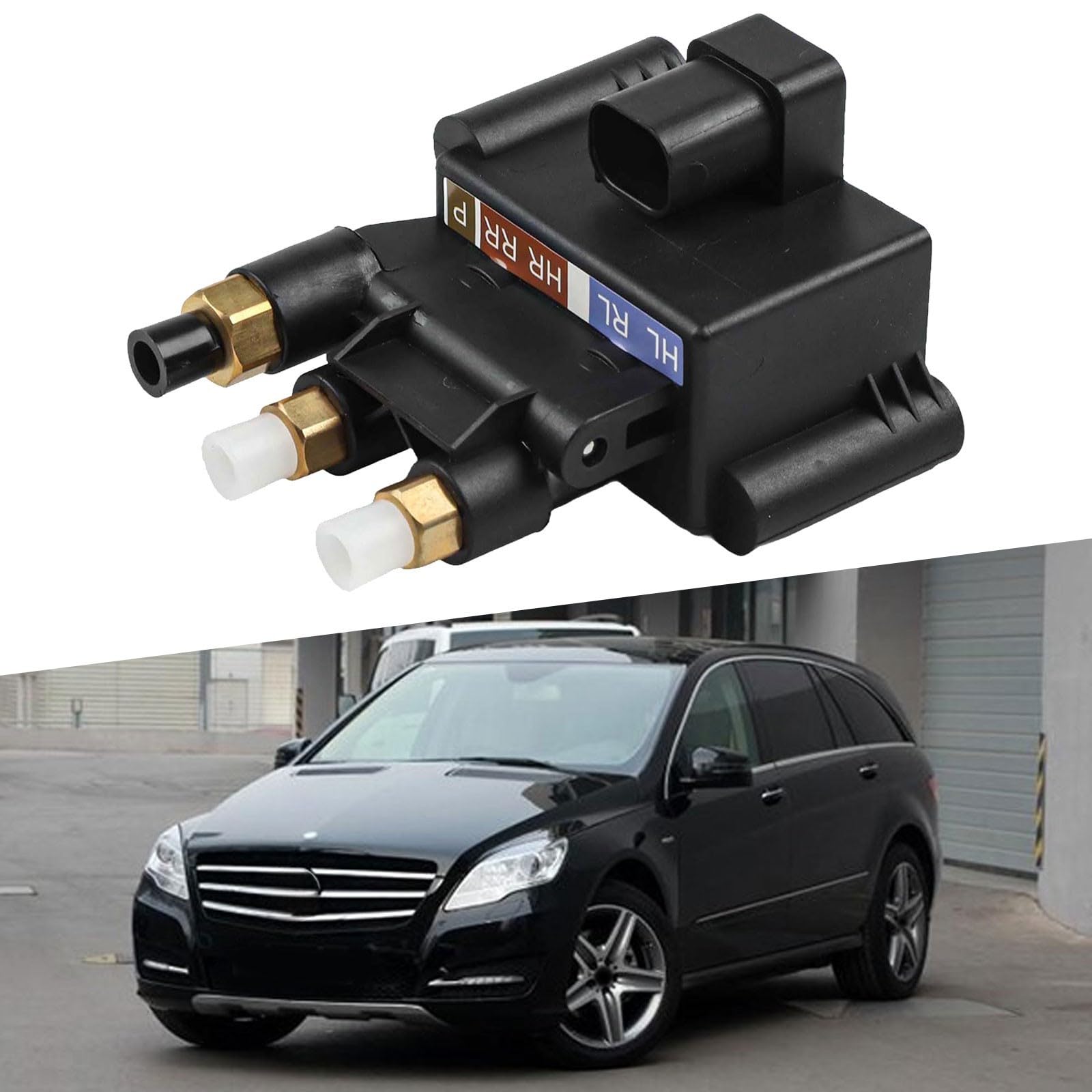 Luftfederungs-Magnetventilblock für Mercedes W213 W212 W218 W251 A2513200158 Kunststoff Metall direkter Ersatz Schwarz für CLS E-Klasse R-Klasse Sprinter 2005-2022 Fahrzeug OE Fit