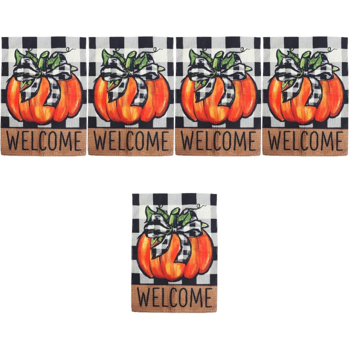 Drapeaux de jardin en toile de jute citrouille déco automne extérieur festival lot de 5
