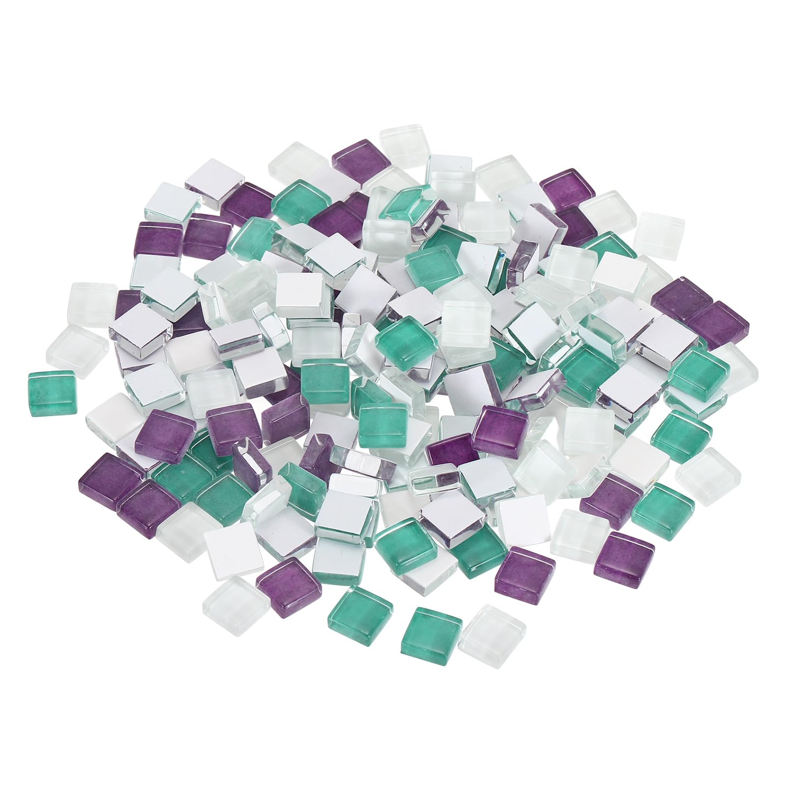 sourcing map Mosaic Tiles, 1 x 1cm Micro Glass Tiny Mini Mosaic Tile DIY Hobbies Handmade Crystal Free Stone Craft Material Creativity (Purple Green Series Pack of 200)
