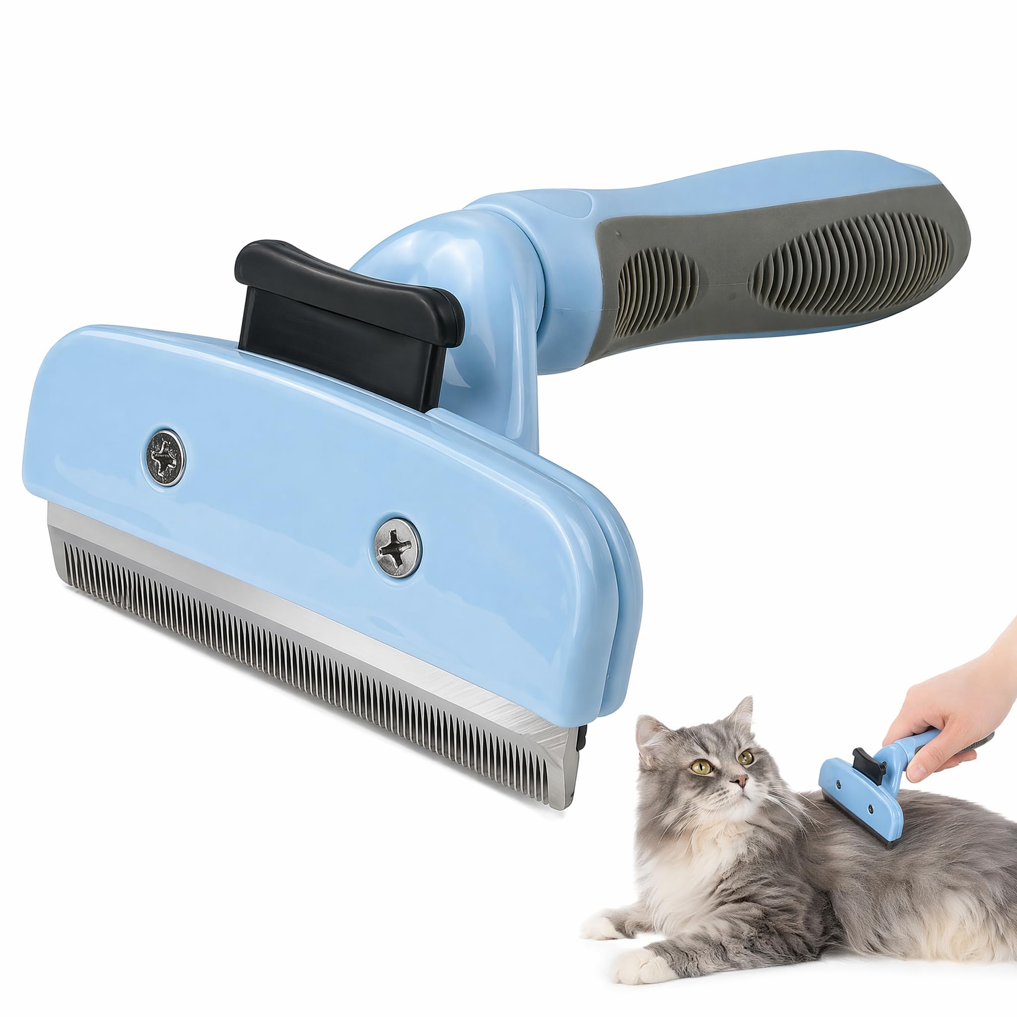 Cepillo para Perros y Gatos Profesional, Pepillo Perro Quitapelo con Botón de Autolimpieza, Deslanador para Perros de Pelo Corto y Largo, Ideal para Eliminar el Pelo Suelto