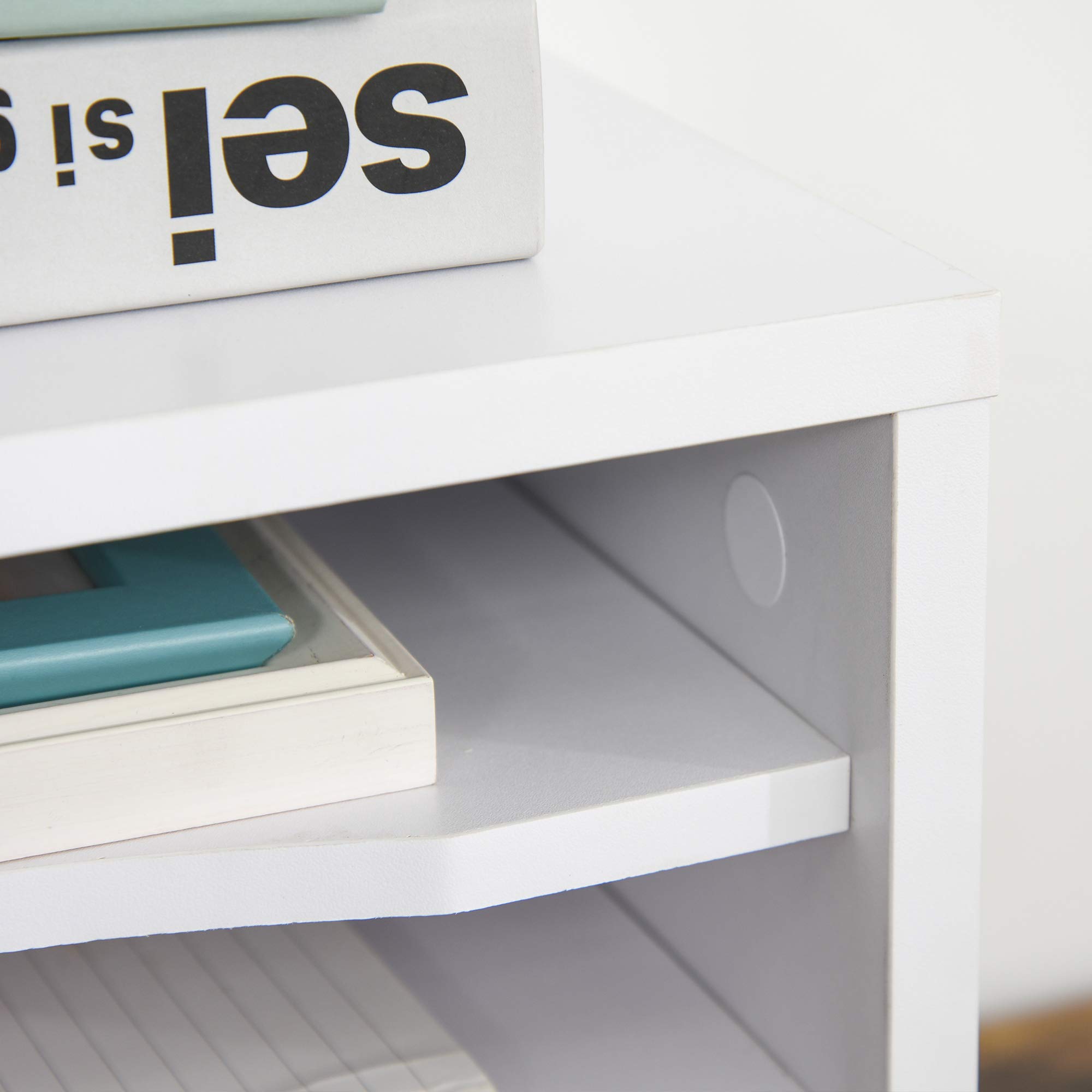 Vinsetto Organiseur bureau bois blanc avec 4 couches fournitures support d'imprimante dim. 35,5L x 25l x 28,6H cm
