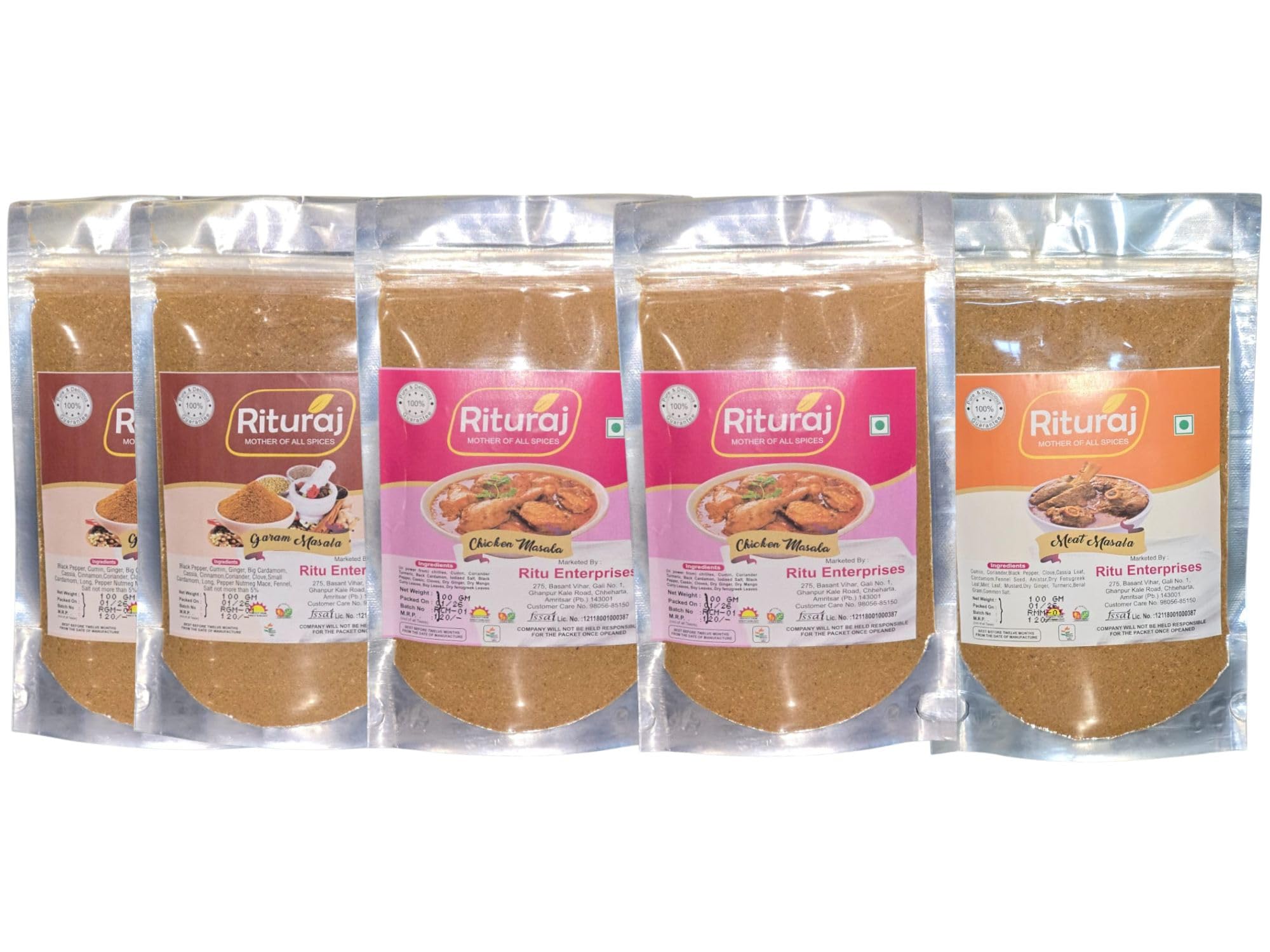 RITURAJ Mother of All Spices Masala Combo Pack of 5 Authentic 2 Chicken Masala, 1 Meat Masala, 2 Garam Masala & Traditional Indian Spice Blends