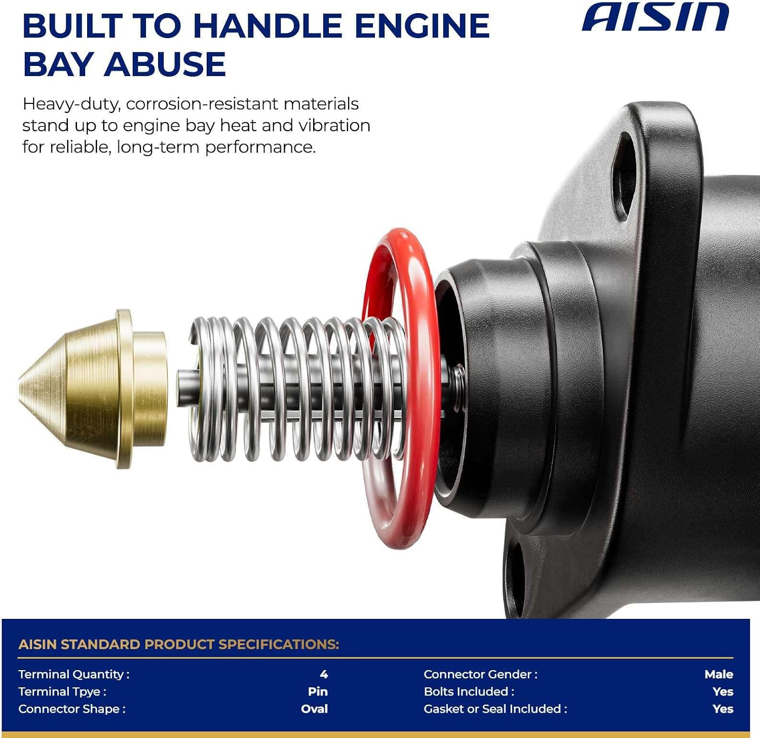 AISIN AFTERMARKET IAVGM-00008 Idle Air Control (IAC) Valve - Compatible with Chevrolet Camaro 1994-1995, C2500 K2500 Suburban 1992-1995, R2500 Suburban 1989-1991, Corvette 1994-1995
