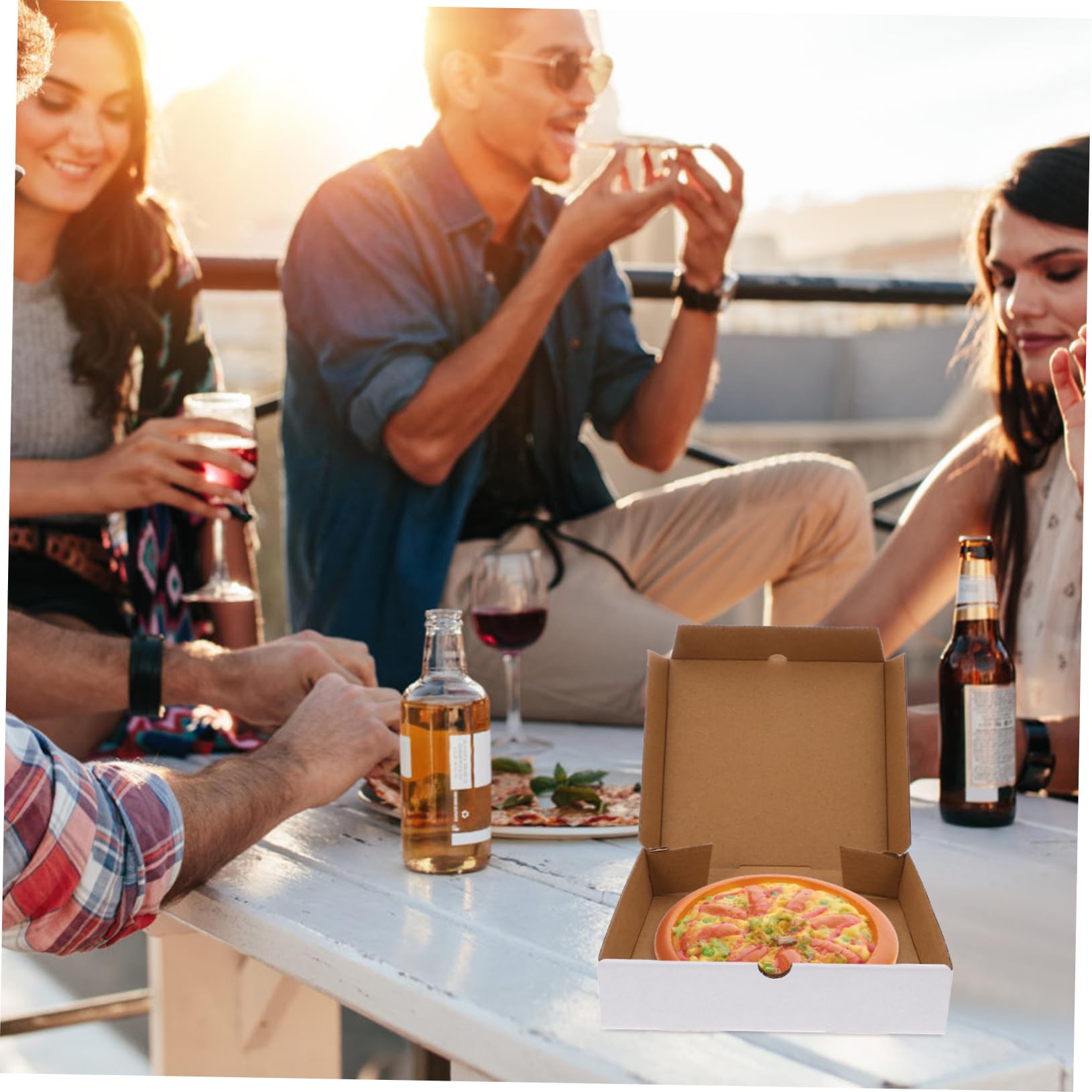 Scatole per Pizza Bianche in Carta Kraft Ondulata 30 Pezzi | Asporto e Conservazione Alimentare, Formato Piccolo 7 Pollici, Confezione da 30 Pezzi