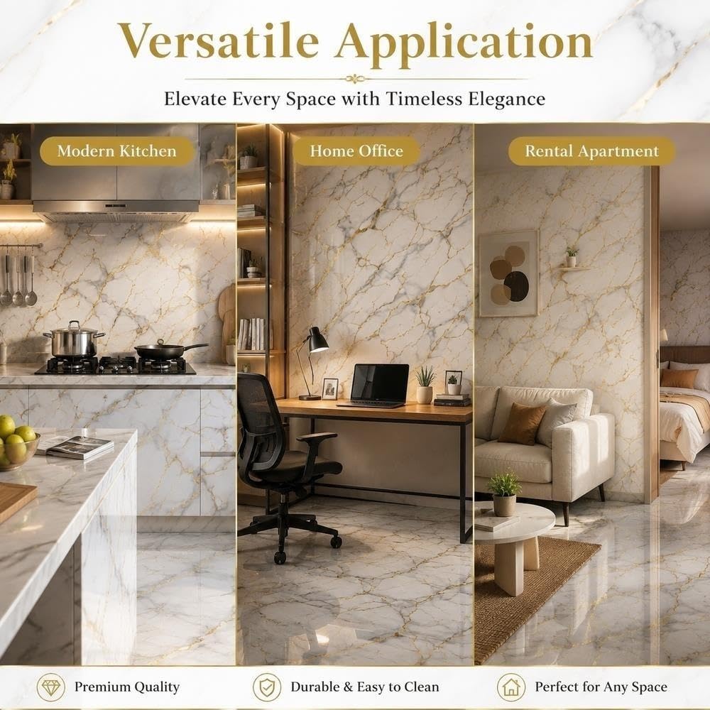 Peel and Stick Marble Line Wall Panels Waterproof Backsplash Tile