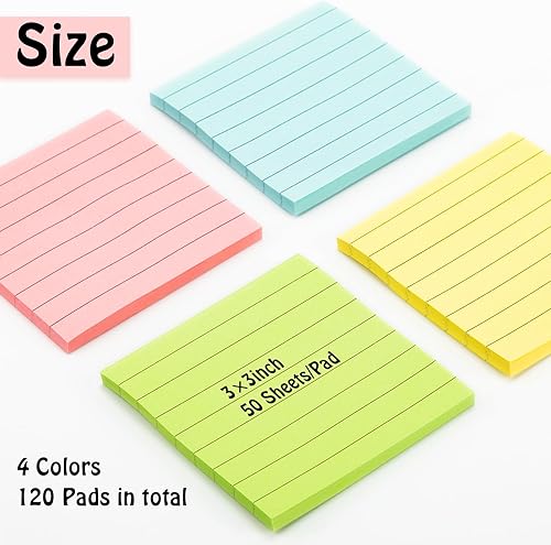 Miniatura 2 de Fainne Paquete de 120 notas adhesivas de 3 x 3 pulgadas, bloc de notas autoadhesivas coloridas a granel, rosa, amarillo, verde, azul, para oficina