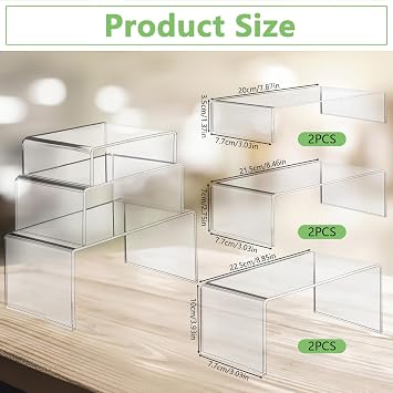 6 PCS Acrylic Display Stand,Clear Display Shelves,3 Tier Cupcake Stand