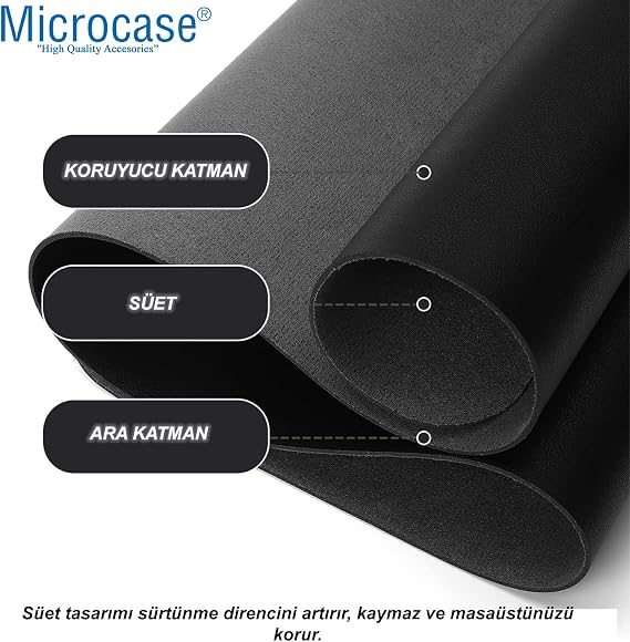 Microcase Deri Mouse Pad Laptop Bilgisayar Geniş Masa Matı 80x40 AL3023 (Pudra Pembe)