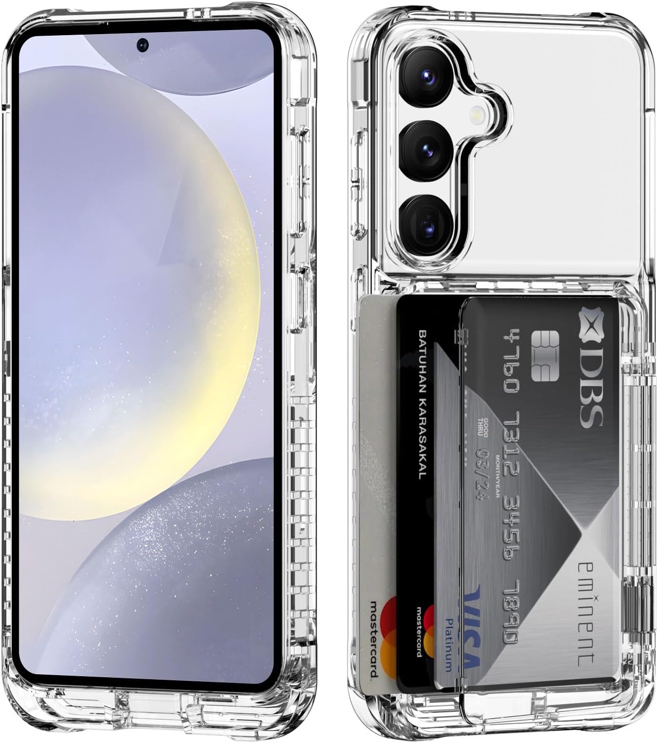 ACANDYA for Samsung Galaxy S24 Case Wallet Clear Protective Case with Credit Card Holder Heavy Duty Protection Shockproof Anti-Scratch Anti-Yellow Cover for Samsung Galaxy S24 6.2 inch Transparent