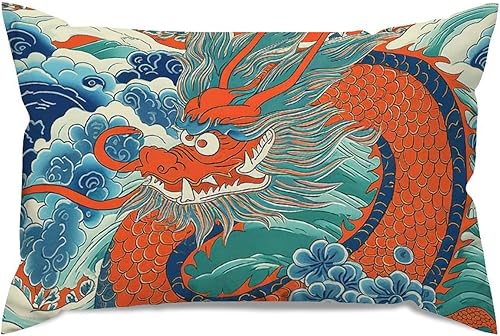 Vista 329 de ArogGeld Chinoiserie - Funda de cojín con estampado de leopardo y guepardo fucsia, con manchas de animales de vaca, color rosa oscuro, decoración