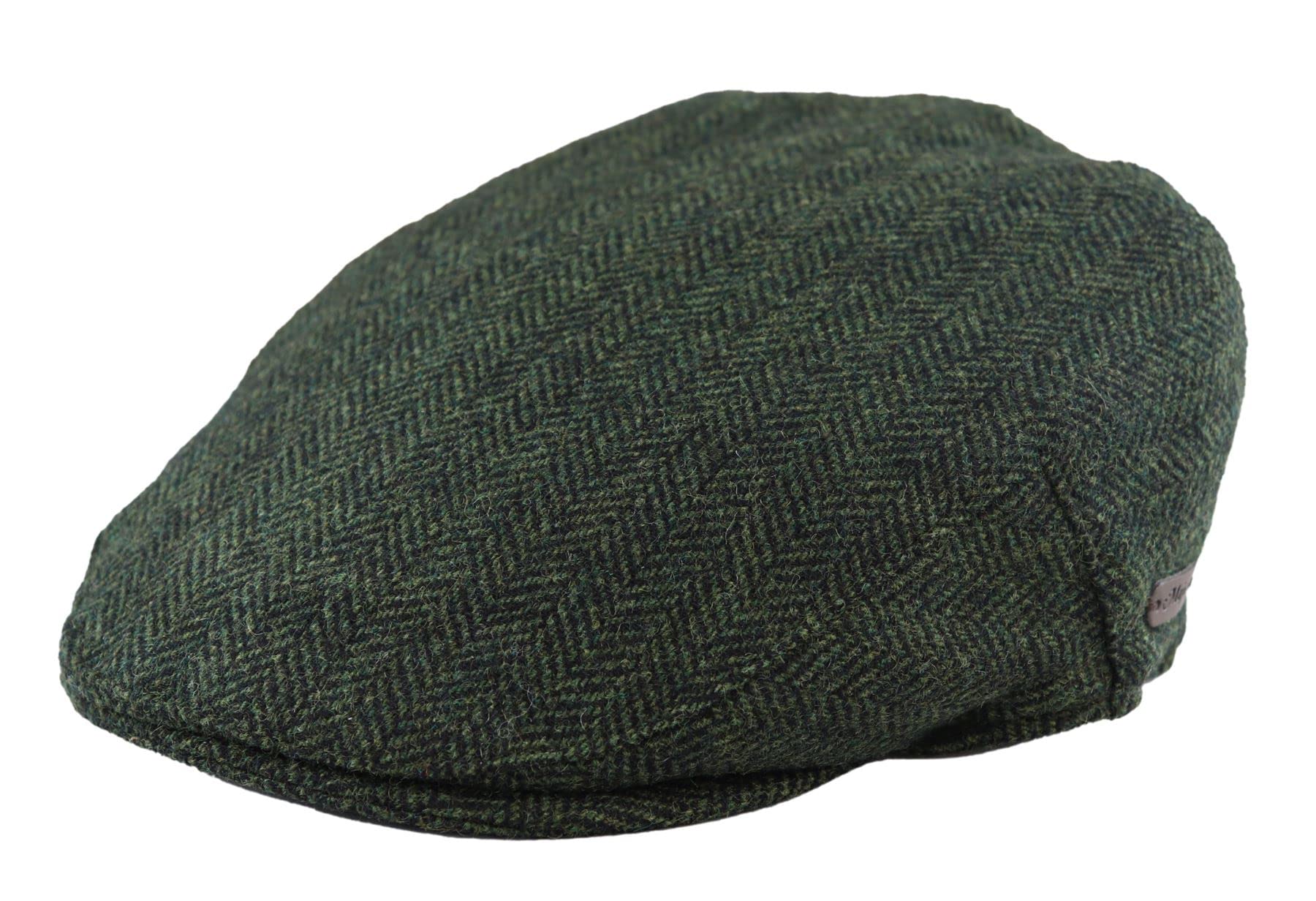 TruClothing Mens Flat Cap Wool Herringbone Tweed Vintage Classic 1920s Unisex Del Boy - Olive S