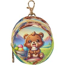 Kigai Bear Eating Icecream Pacifier Holder Case, Pacifier Storage Case for Diaper Bag, Portable Pacifier Holder for Newborn Baby Boy Girl