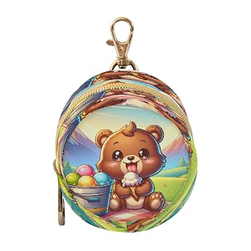 Kigai Bear Eating Icecream Pacifier Holder Case, Pacifier Storage Case for Diaper Bag, Portable Pacifier Holder for Newborn Baby Boy Girl