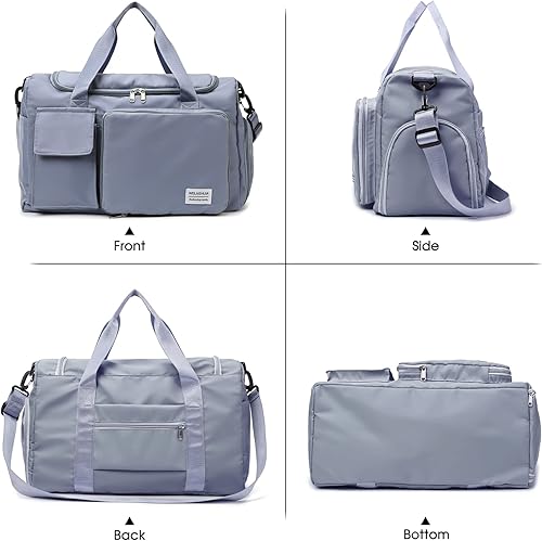 Miniatura 2 de Bolsa de viaje plegable grande con compartimento para zapatos, bolsa deportiva de gimnasio con bolsillo húmedo, bolsas de hospital de mano para