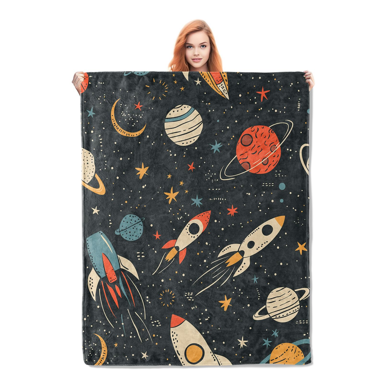 Couverture pour lit et salon au motif d'étoiles spatiales