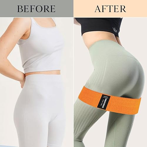 Miniatura 6 de Juego de 9 bandas de resistencia de tela para entrenamiento, bandas antideslizantes para glúteos para mujeres y hombres, piernas y glúteos con lazos