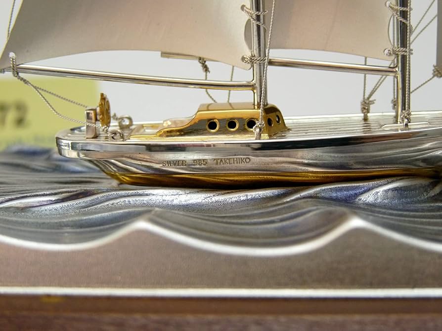 工芸品 SILVER YACHT 985 TAKEHIKO A Sailing Yacht model of