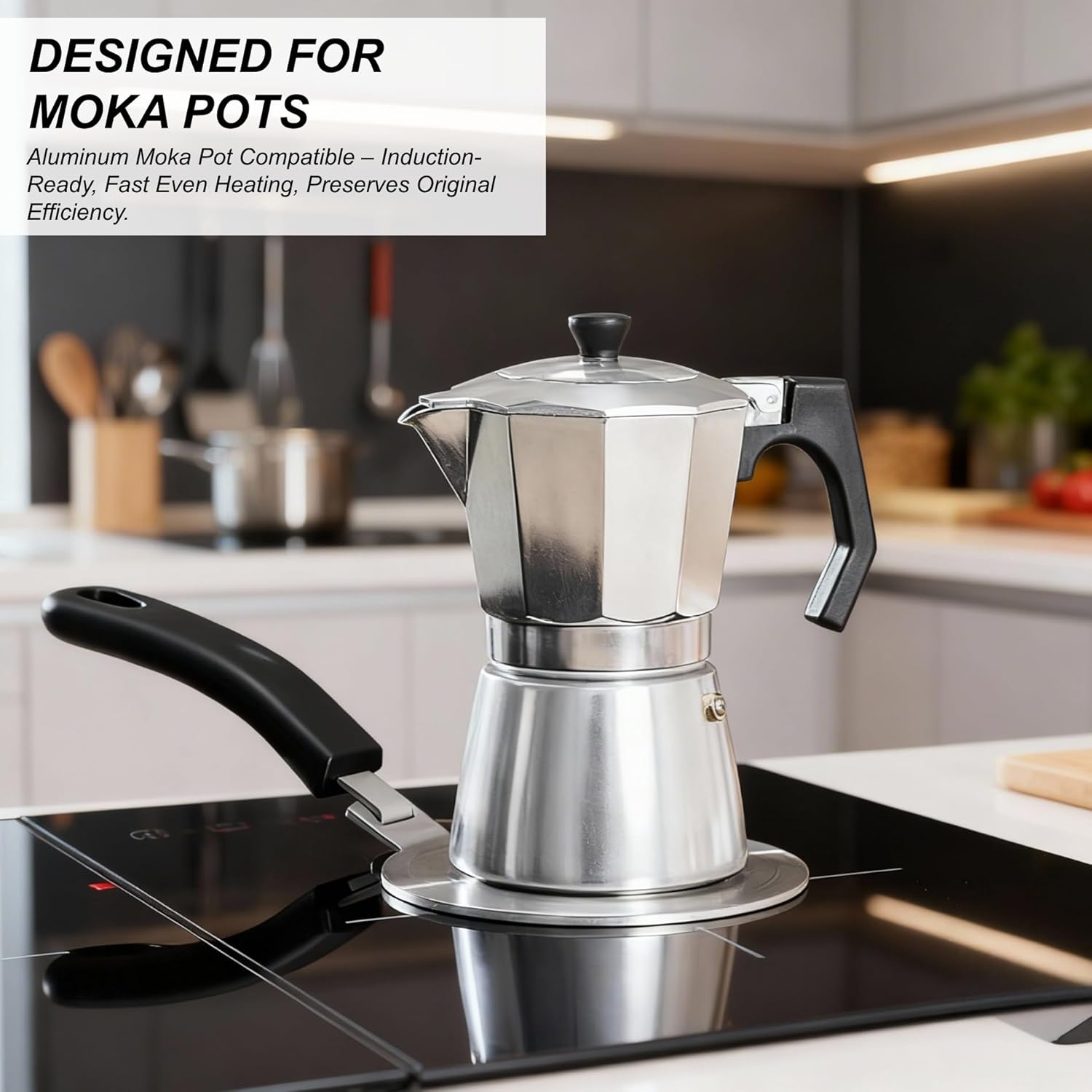5.5 Inch Induction Adapter Plate Detachable, Cooktop Heat Diffuser for Moka Pot 12 Cup, Fire Diffuser for Electric or Gas Stove