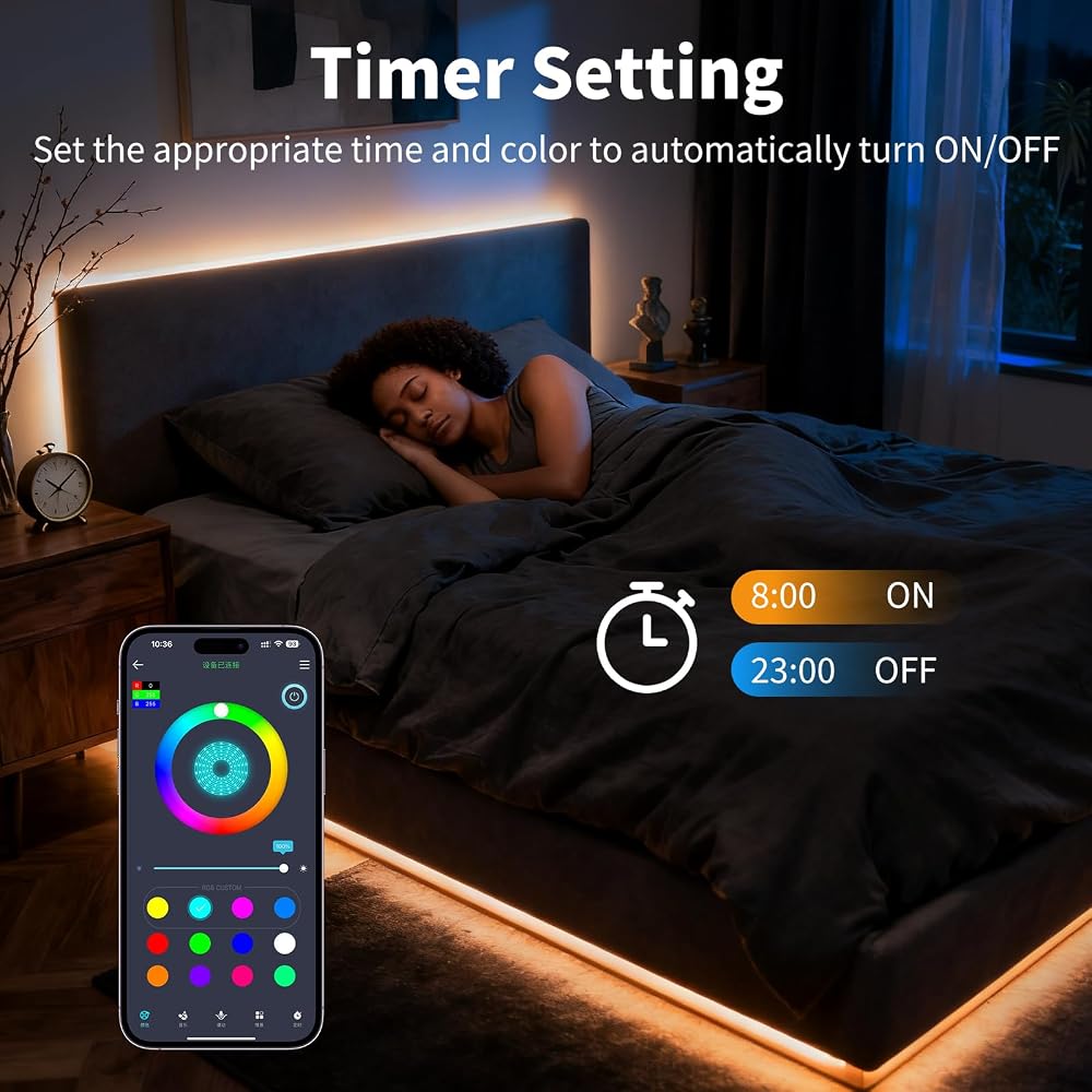LED Strip Lights,RGB Music Sync Color Changing Led Lights with Smart App Control Remote & Remote Control for Room,Part,Essential,Sense of Atmosphere Decoration(100FT-2 Rolls of 50ft)