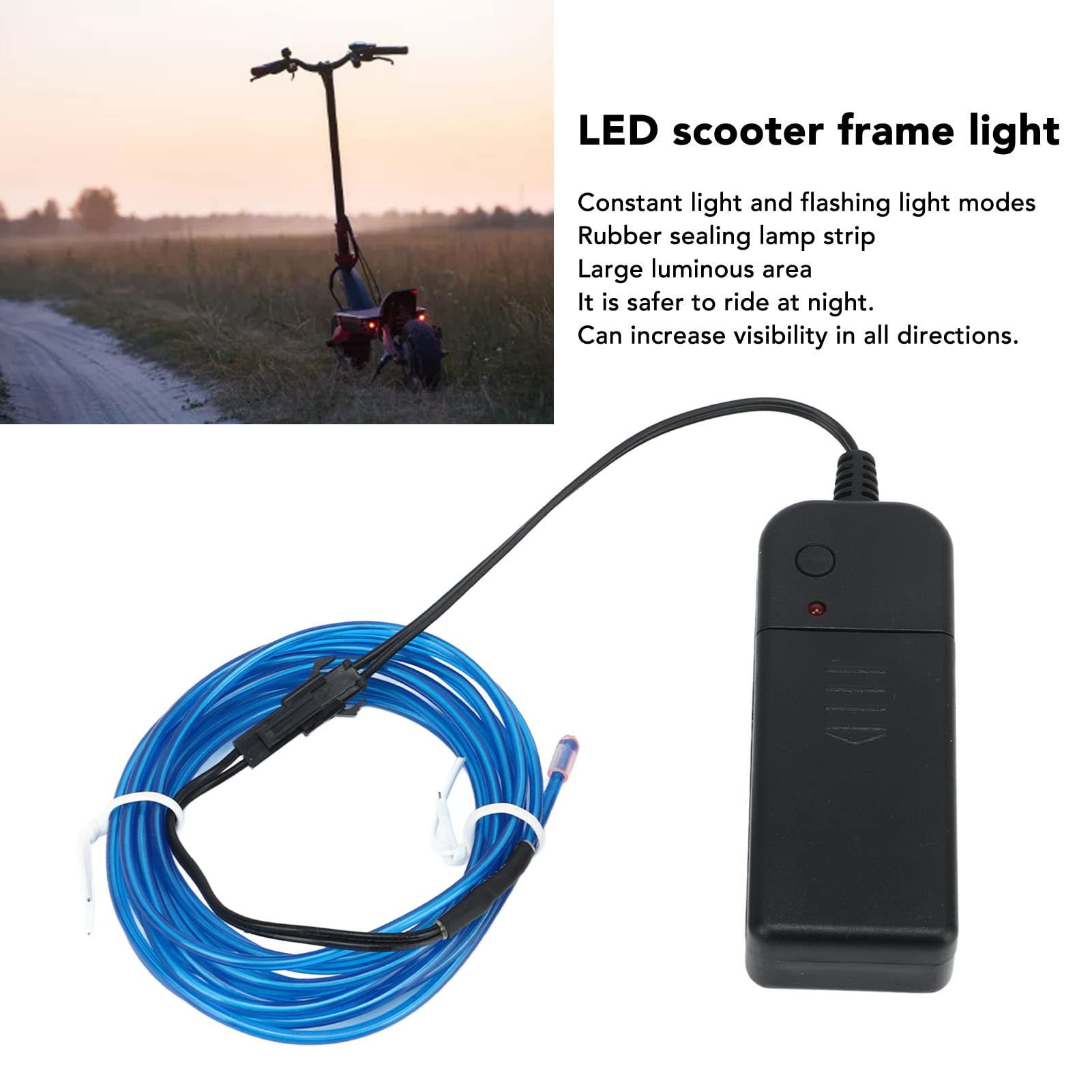 Airshi Light Bicycle Frame, Waterproof Scooter Frame LED Light Rubber for Party (Blue)