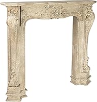 CreativeCo-Op Distressed Cream Wood Fireplace Mantel Surround - Farmhouse Decor Shelf for Electric or Real Fireplaces