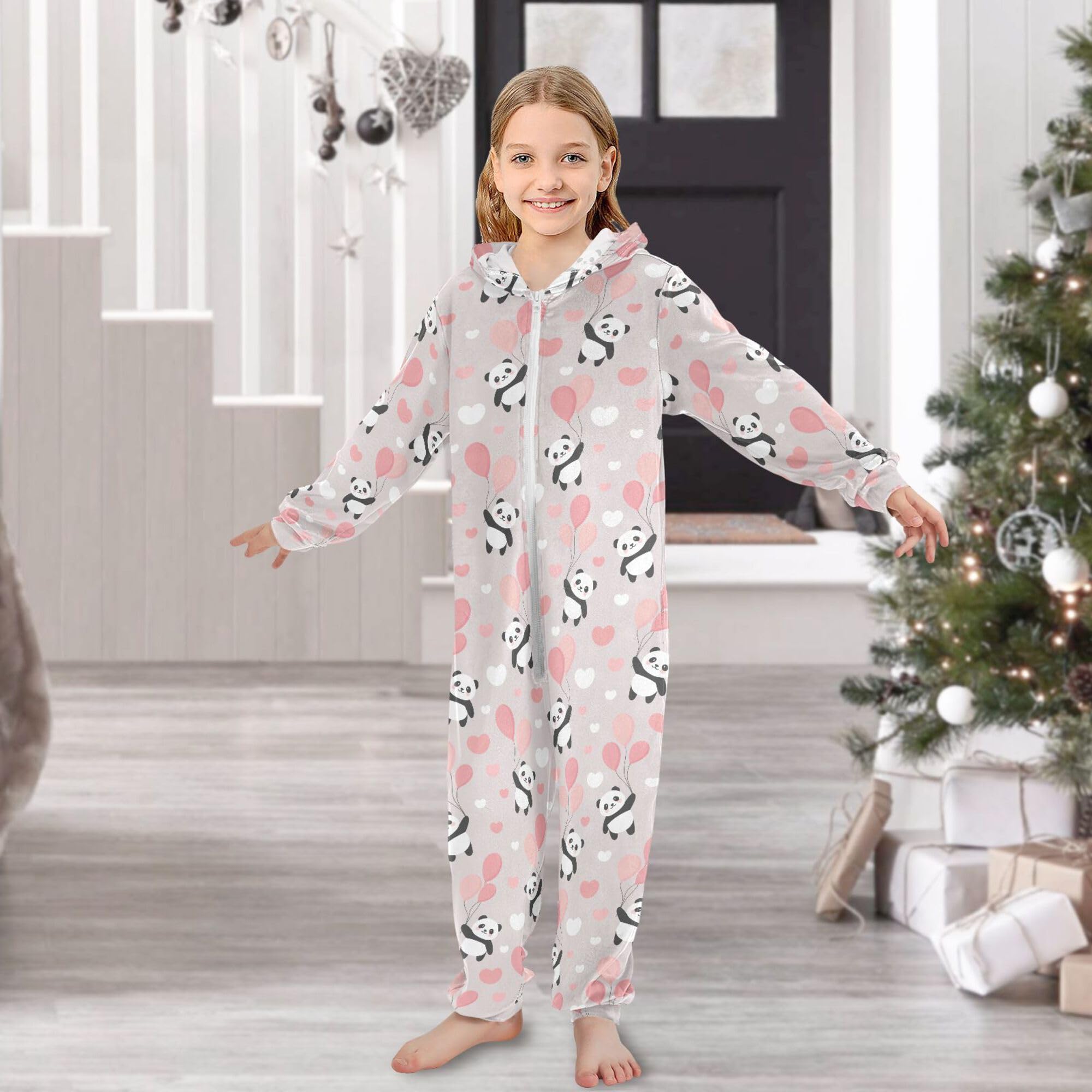 Pigiama intero in flanella con cappuccio e cerniera, tuta coordinata per bambini, motivo dinosauro, morbida e calda, abbigliamento sportivo per la casa, 5-6T