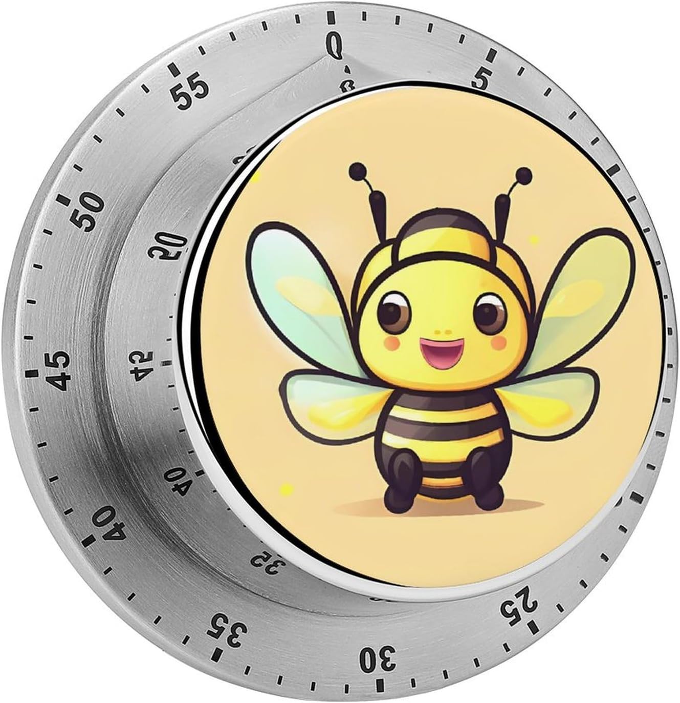 Yellow Bee Timer Stainless Steel Kitchen Timers Waterproof & Rust-Proof 60 Minute Mechanical Timer with Loud Alarm for Cooking, Baking, Fitness