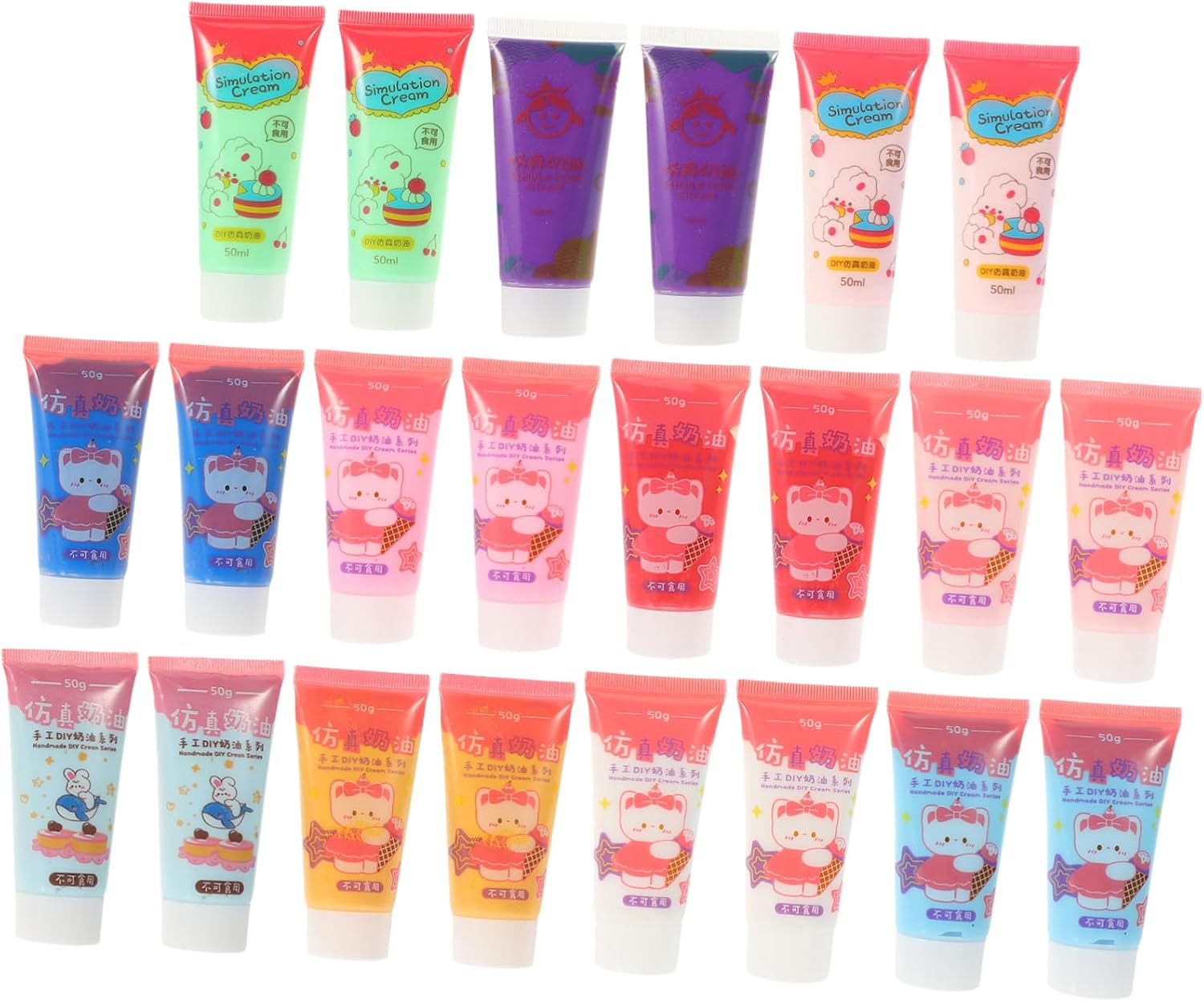 ORFOFE 22 Pcs Simulation Cream Glue for Phone Case DIY Craft Each Easy to Use Kawaii Cream Colors Safe Material Includes Dual Nozzles for Custom Designs Random Color