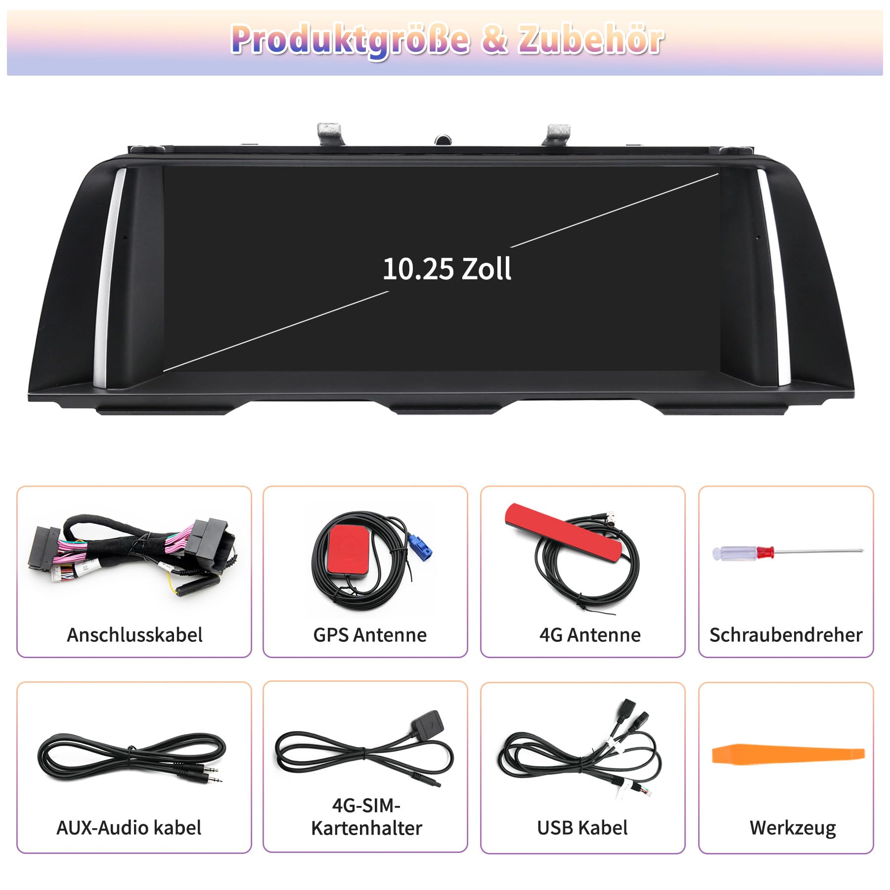 Android 14 10,25-Zoll-Touchscreen Autoradio für BMW 5er F10/F11 (2010–2012) – Kabelloses CarPlay/Android Auto, Original-OEM Beibehalten, HD-IPS-Display, GPS-Navigation, Mirror Link, nur CIC-System
