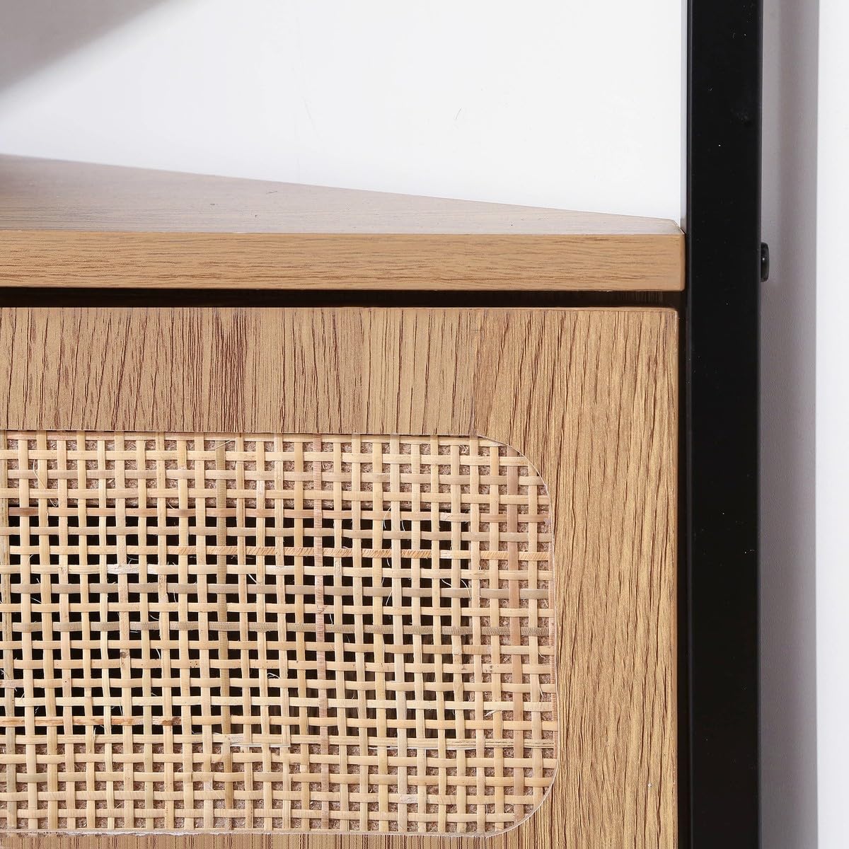 Calicosy – Mueble de TV esquinero con 1 puerta abatible, cannage de ratán – Decoración de madera – paneles de partículas – patas de metal – salón o dormitorio – estilo exótico y natural – 100 x 30 x