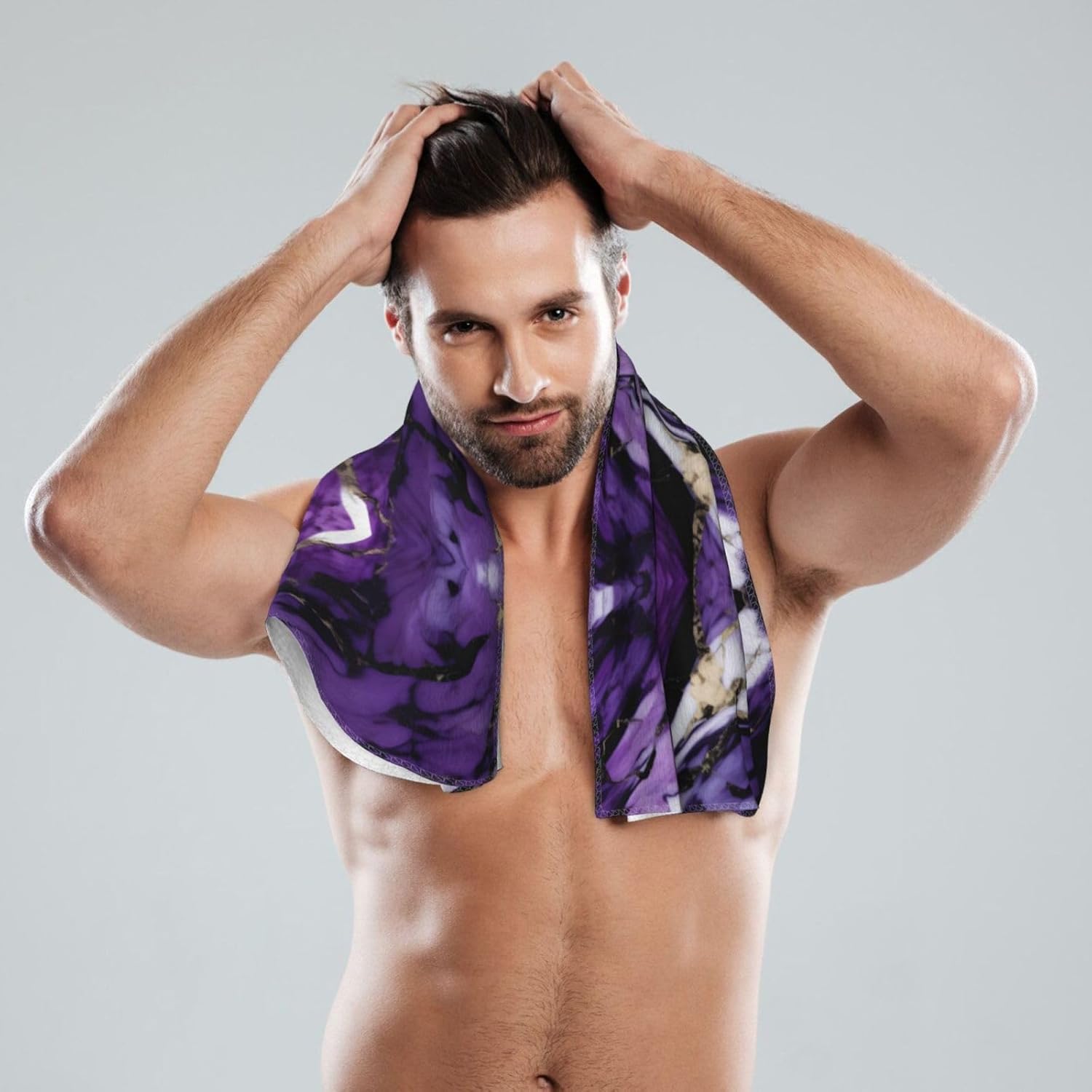 Marble Purple Print Hand Towels for Kitchen, Decorative Bathroom Towels Decor Farmhouse Cute for Men Women Gifts