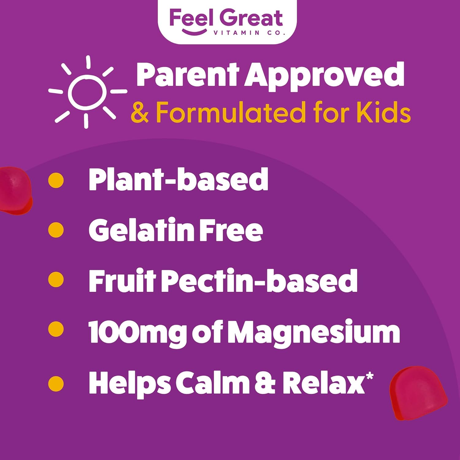 Feel Great Kids Calm Magnesium Gummies - Magnesium Supplement for Children - Magnesium Citrate Gummies - 60 Count - Image 4