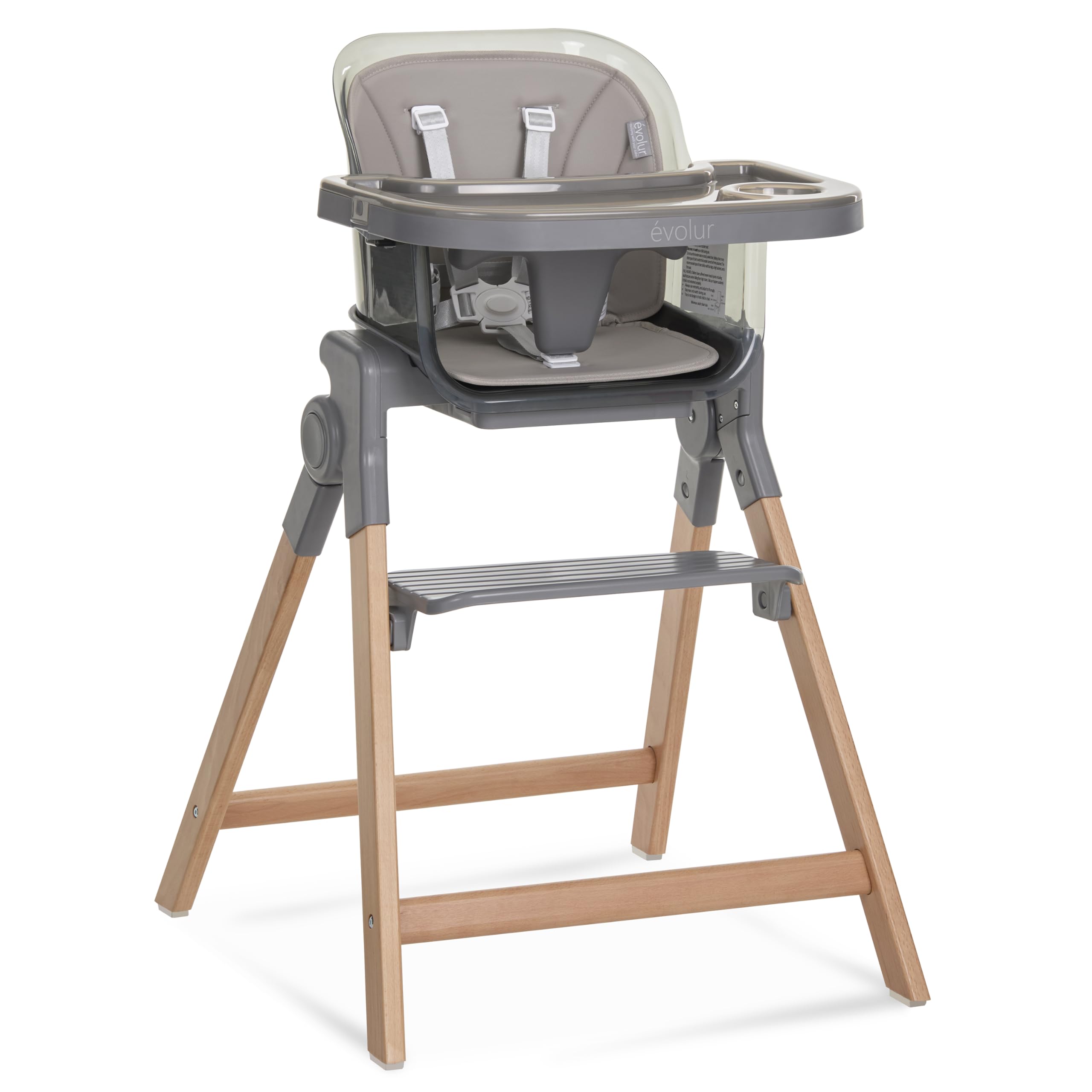 Evolur Tiny Throne 3-in-1 Convertible High Chair, Removable & Dishwasher Safe Tray, Converts to Booster Seat & Adult Stool, Easy-to-Clean Feeding