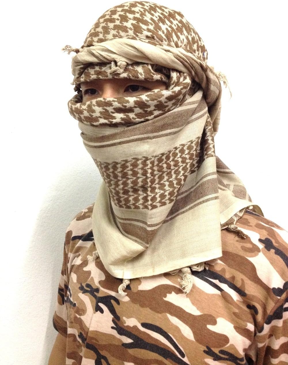 Shemagh Keffiyeh Headdress Arab Scarf Desert Face Wrap Tactical Sand&Tan