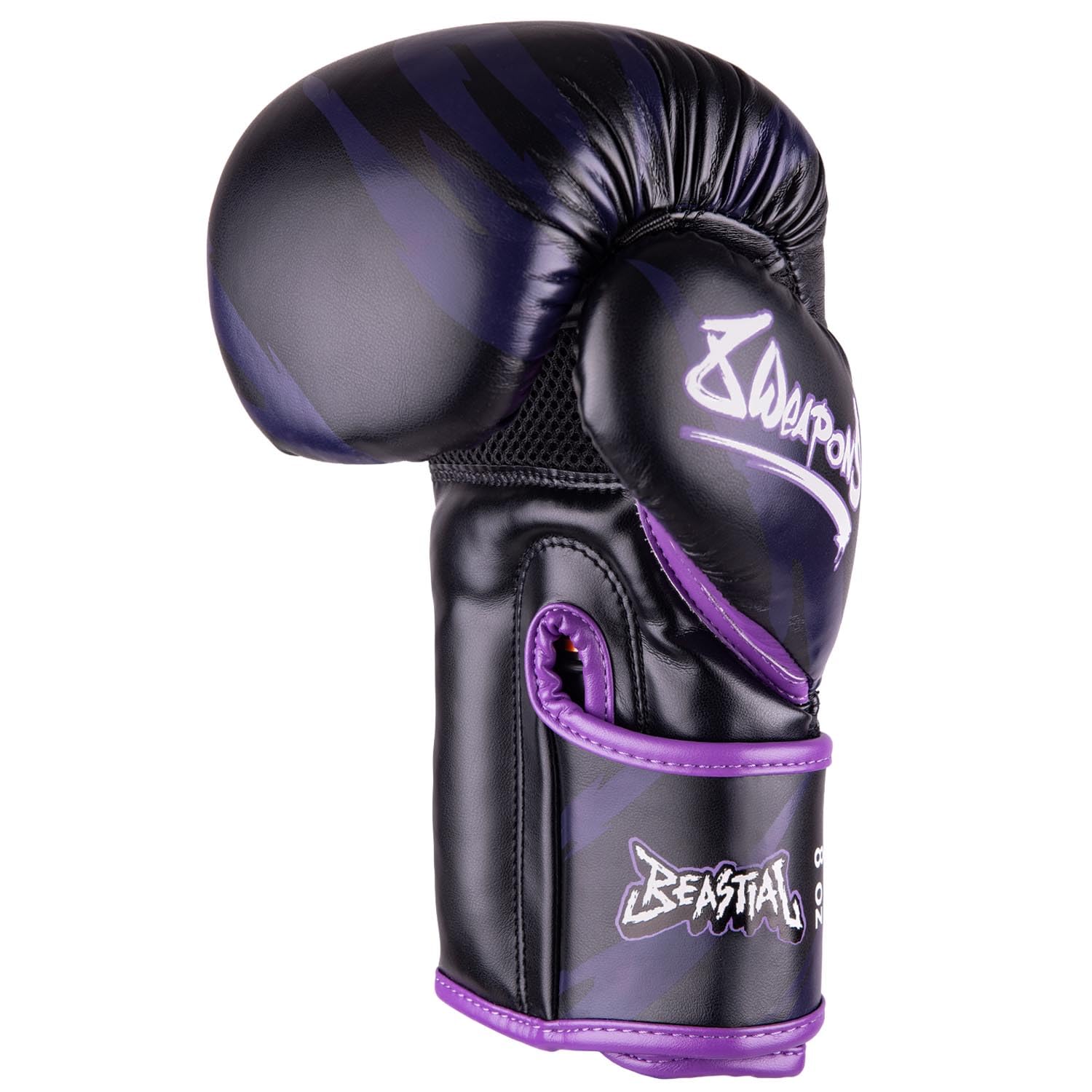 8 WEAPONS Boxhandschuhe Kinder, Beastial Panther, Schwarz-Lila, Kinder Boxhandschuhe, Kunstleder, Perfekte Dämpfung für optimalen Schutz, Handschuhe für Muay Thai, K1, Boxen, MMA und Kickboxen