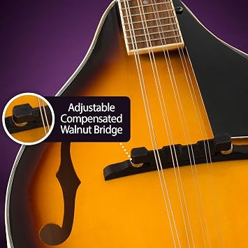 Hola! Music A Style Mandolin Instrument with Adjustable Truss-Rod Model HM-3TS, Glossy Sunburst Finish