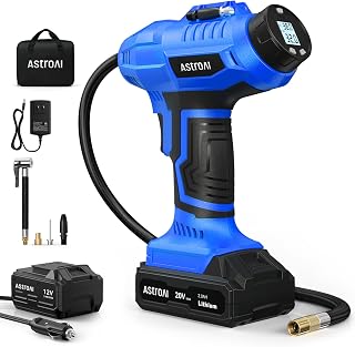 AstroAI C2 Cordless Tire Inflator 160PSI: 20V Battery Powered Portable Air Compressor w/ 12V Adapter, Auto Shut-Off for Cars, Motorcycles, Bikes