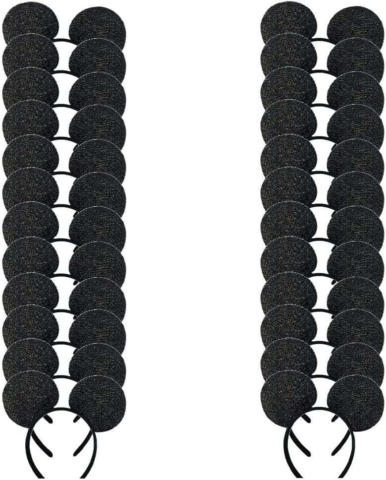 24 Pcs Mouse Costume Deluxe Ears Headband Red Bow Hairs Accessories Baby Shower Headwear Favors Decorations