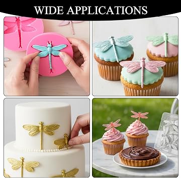 Dragonfly Silicone Mold, 3 Packs Dragonfly Fondant Molds, Pink, Decorative Pattern Design for Cake Decorating, Resin Crafts (3 Packs Dragonfly Molds)
