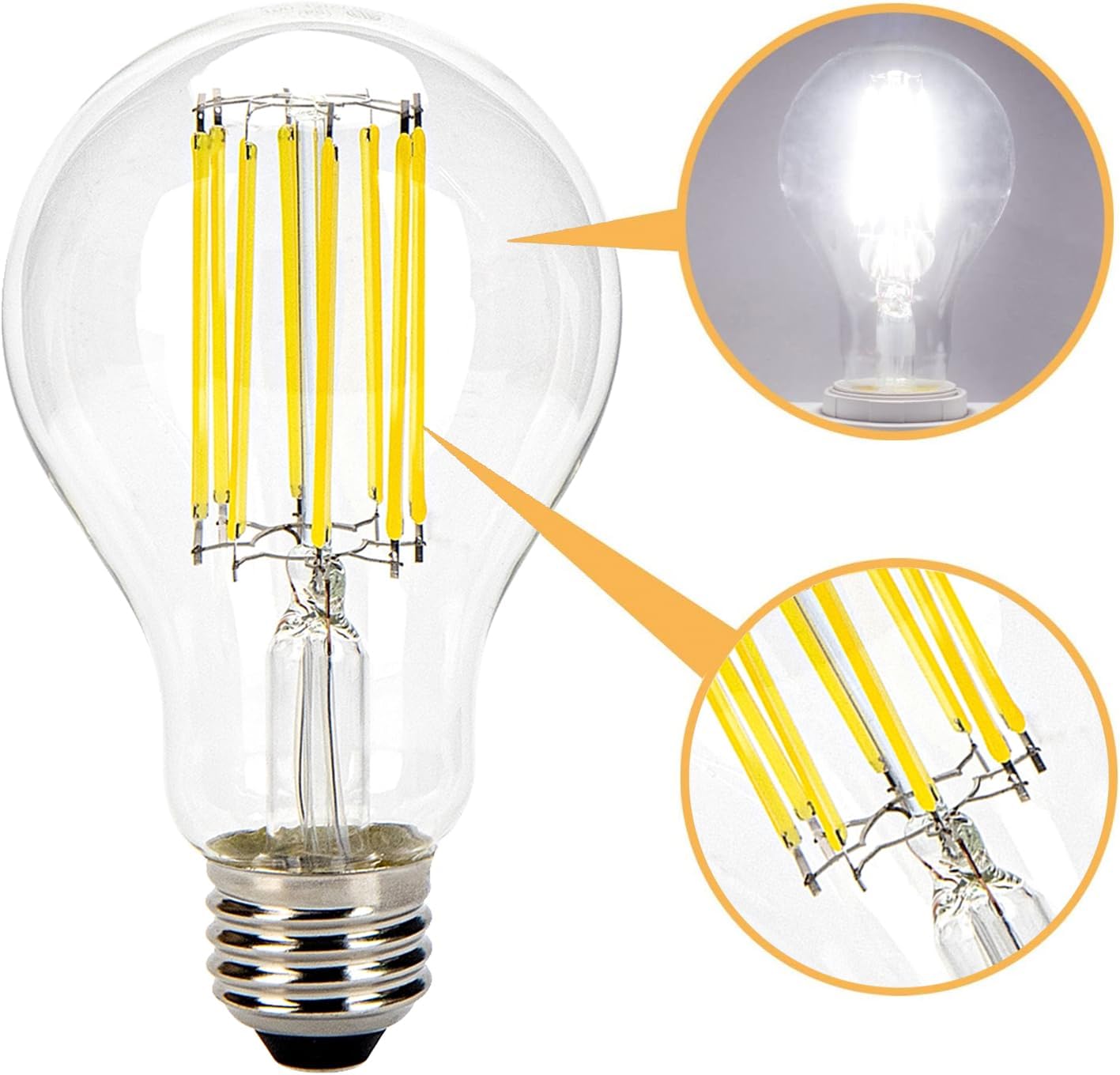 Leadleds LED Edison Bulbs 100W Equivalent, 11W 1500LM 5000K Daylight Dimmable, A21 Vintage LED Filament Bulbs for Home, Office, Restaurant, 2-Pack