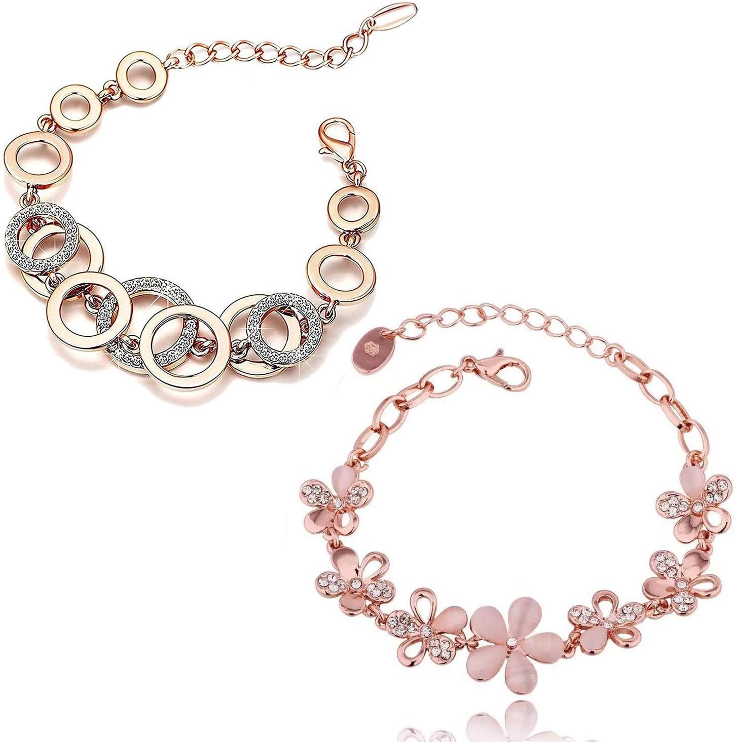 Latest Stylish Gold Plated Combo of 2 Bracelet for Women and Girls (Rose Gold) (cmb285_8306b_9556b)