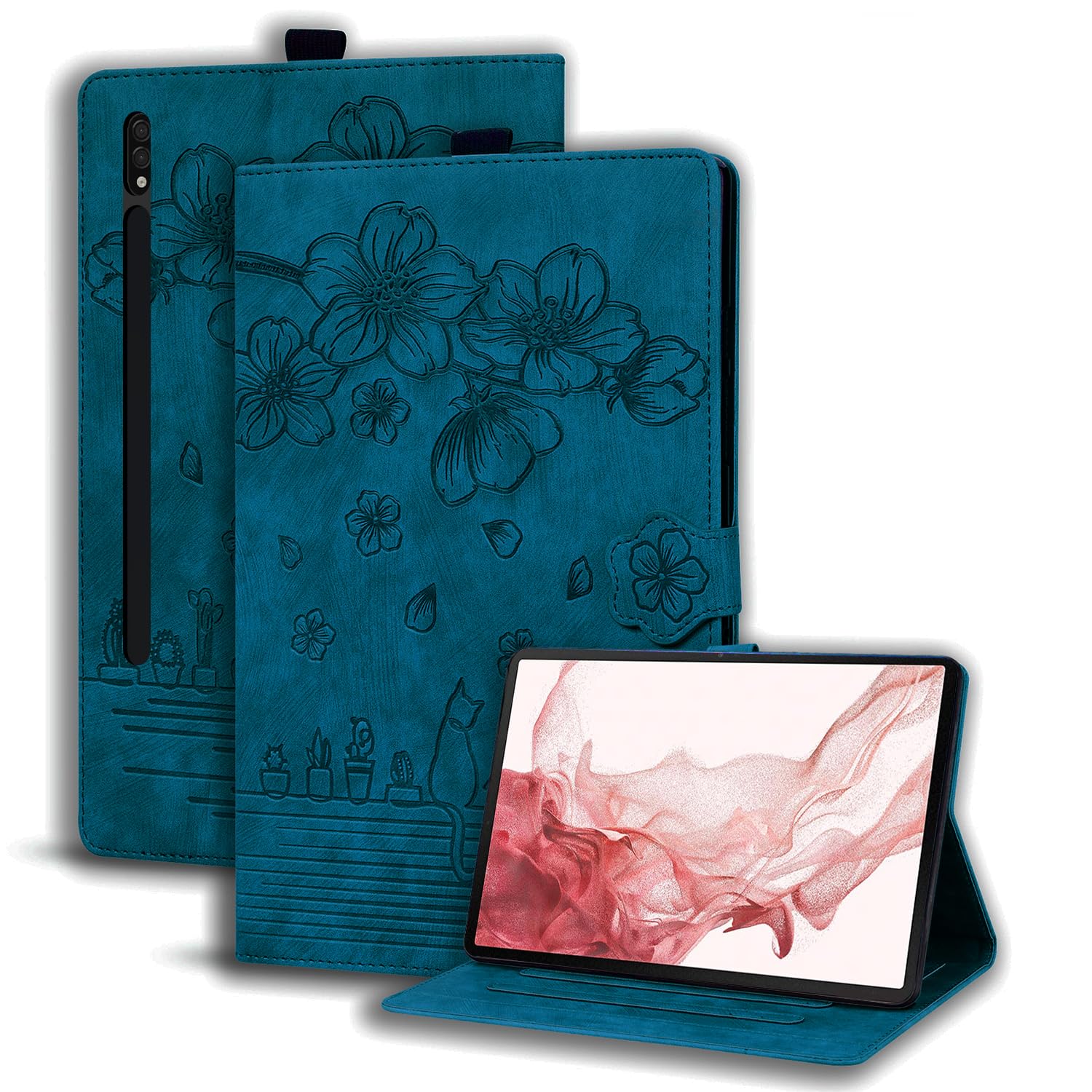 Succtopy Hülle für Samsung Galaxy Tab S7 FE 12.4 5G/S8 Plus 5G 2022/S7 Plus 12.4 Folio Flip PU Leder Schutzhülle Stifthalter Stand Wallet Cover Case Hülle Galaxy Tab S8+/S7+/S7 FE 12.4