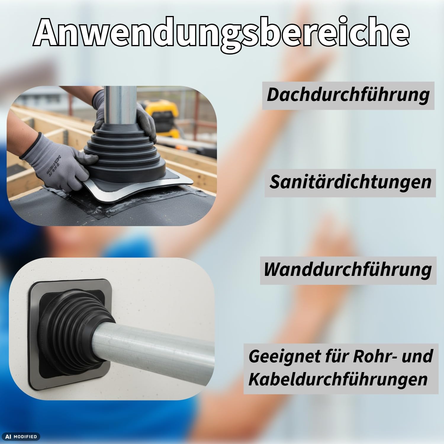 SILISTO EPDM - Manguito de tubo de 6,3 a 146 mm de diámetro – paso de techo, paso de pared, cubierta de tubo, manguito de goma para tubos – marco de aluminio cuadrado flexible
