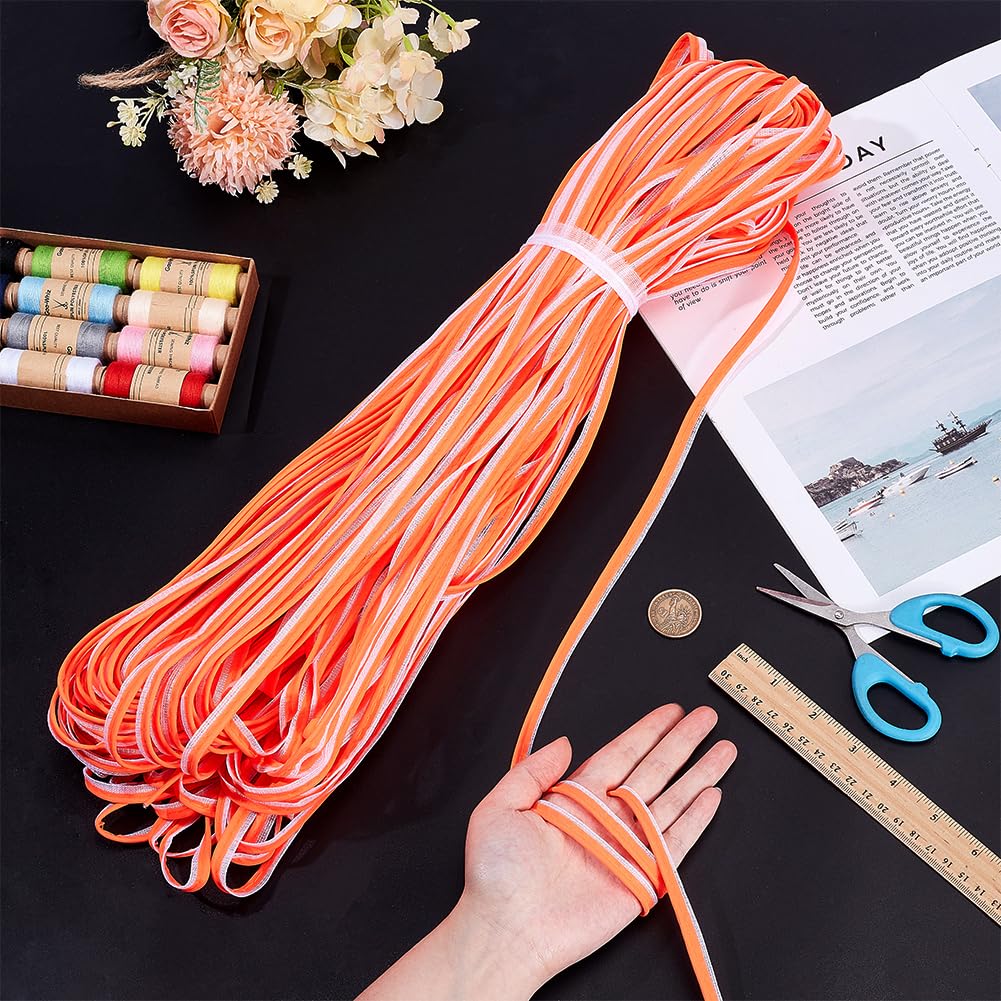 OLYCRAFT 100m Tira de Tela Reflectante Orange 8mm Cinta Reflectante de Coser Alta Visibilidad Cordón Reflectante Bolsos Zapatos Bordado Cinta para Ropa Deportiva Trabajo