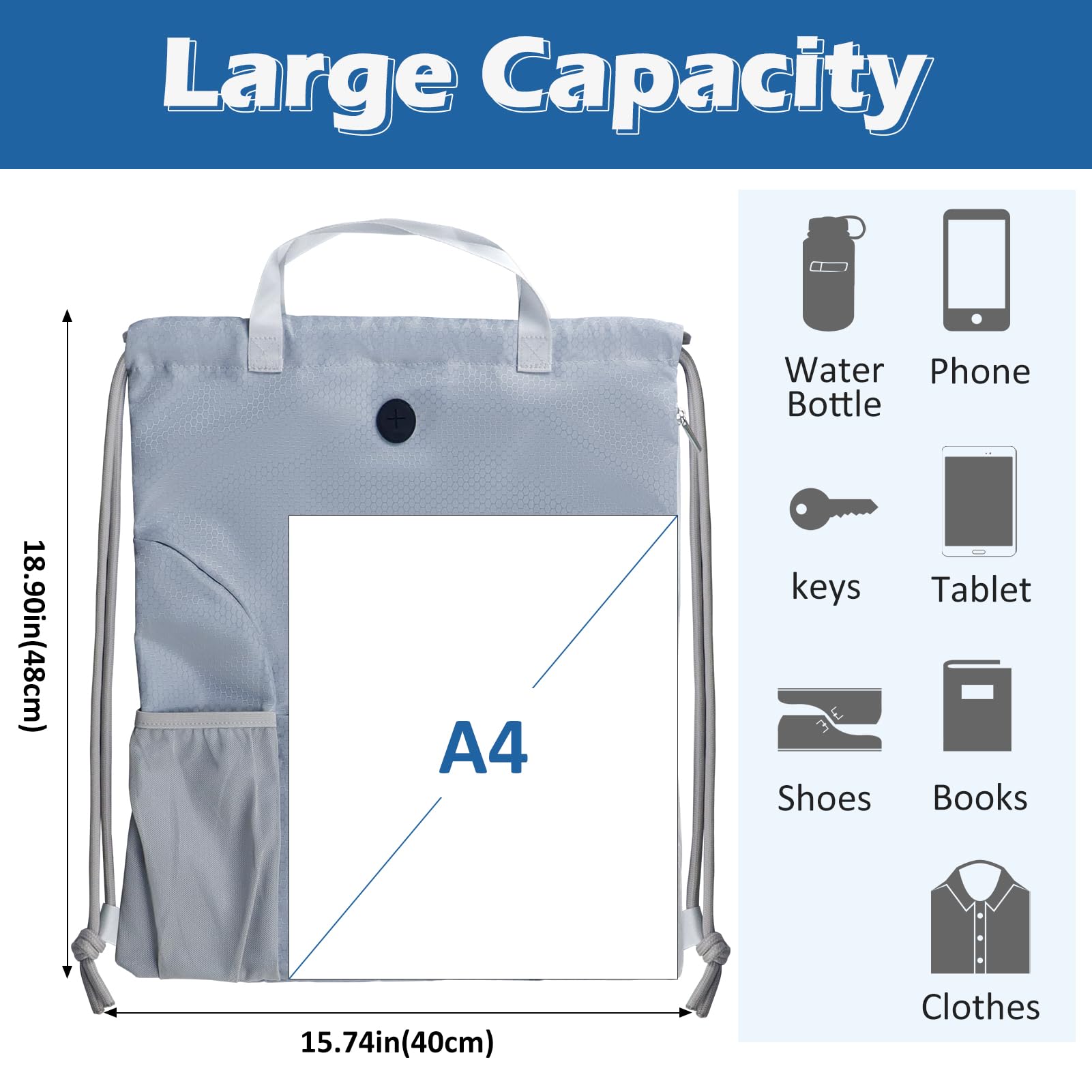 Moyad Waterproof Drawstring Bags for Sports Unisex Printed Gym Sack, String PE Swimming School Backpacks with Carry Handles - Image 3