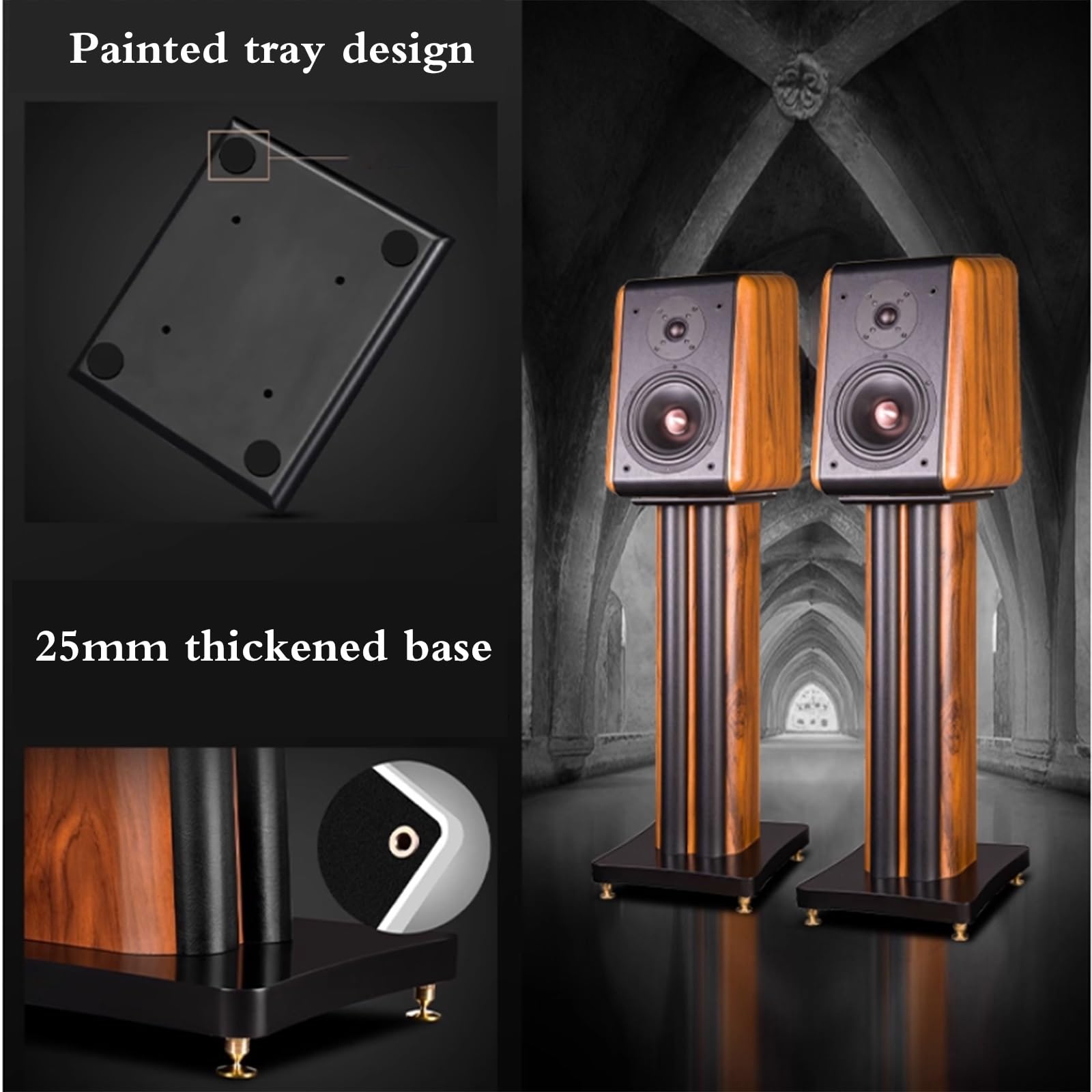 Soportes De Estudio Para Monitores, Soportes Suelo Profesionales Madera Para Altavoces Con Puntas, 66cm Altura Para Sala De Estar Cine En Casa Entretenimiento TV (1 Par)(Top Plate(23*26cm))