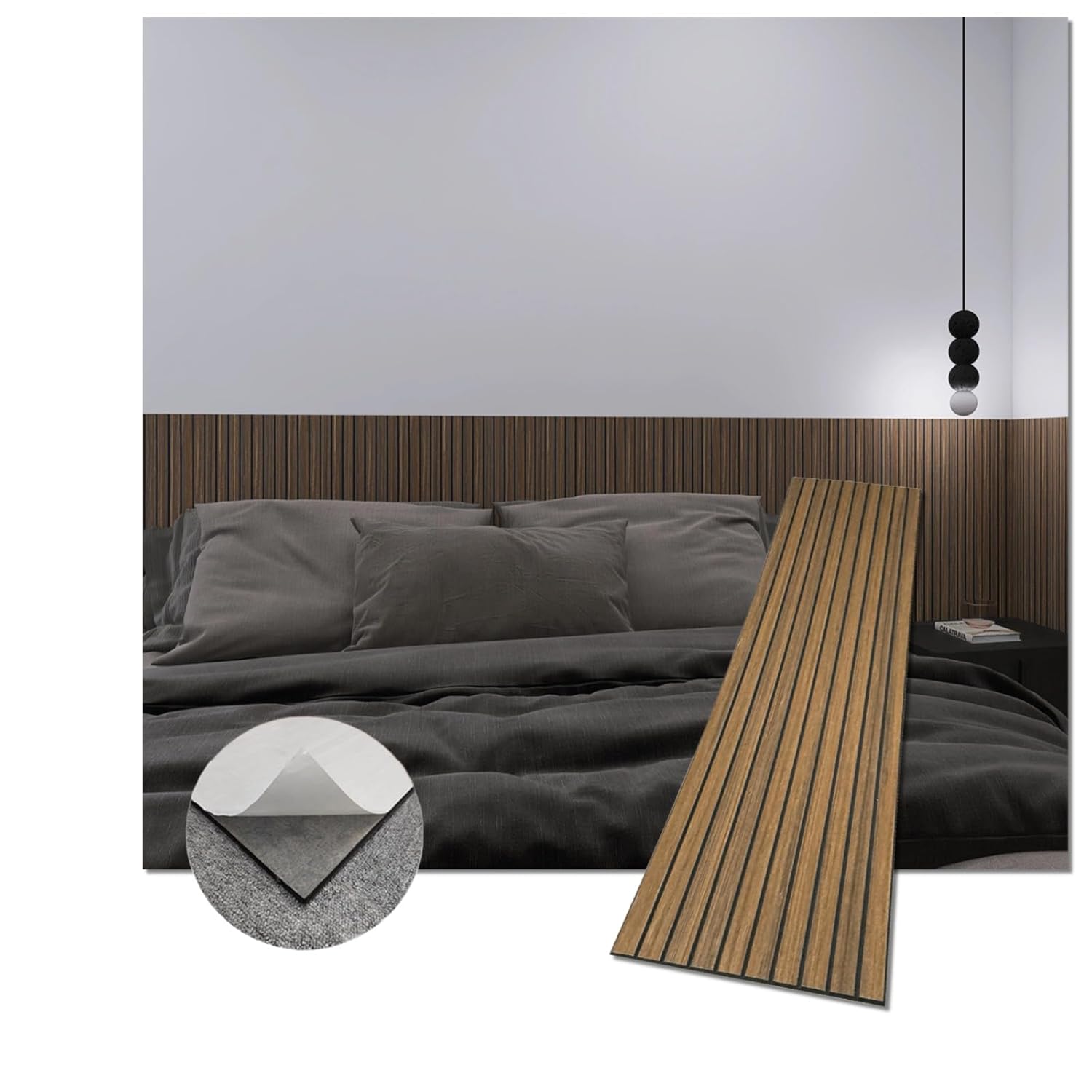 Modern Wood Slat Wall Panels, Peel and Stick Acoustic Panels, Self-Adhesive Wall Covering and Easy Installation, 8-Pack 47.24x11.81in. Natural Wood Finish (Oak)
