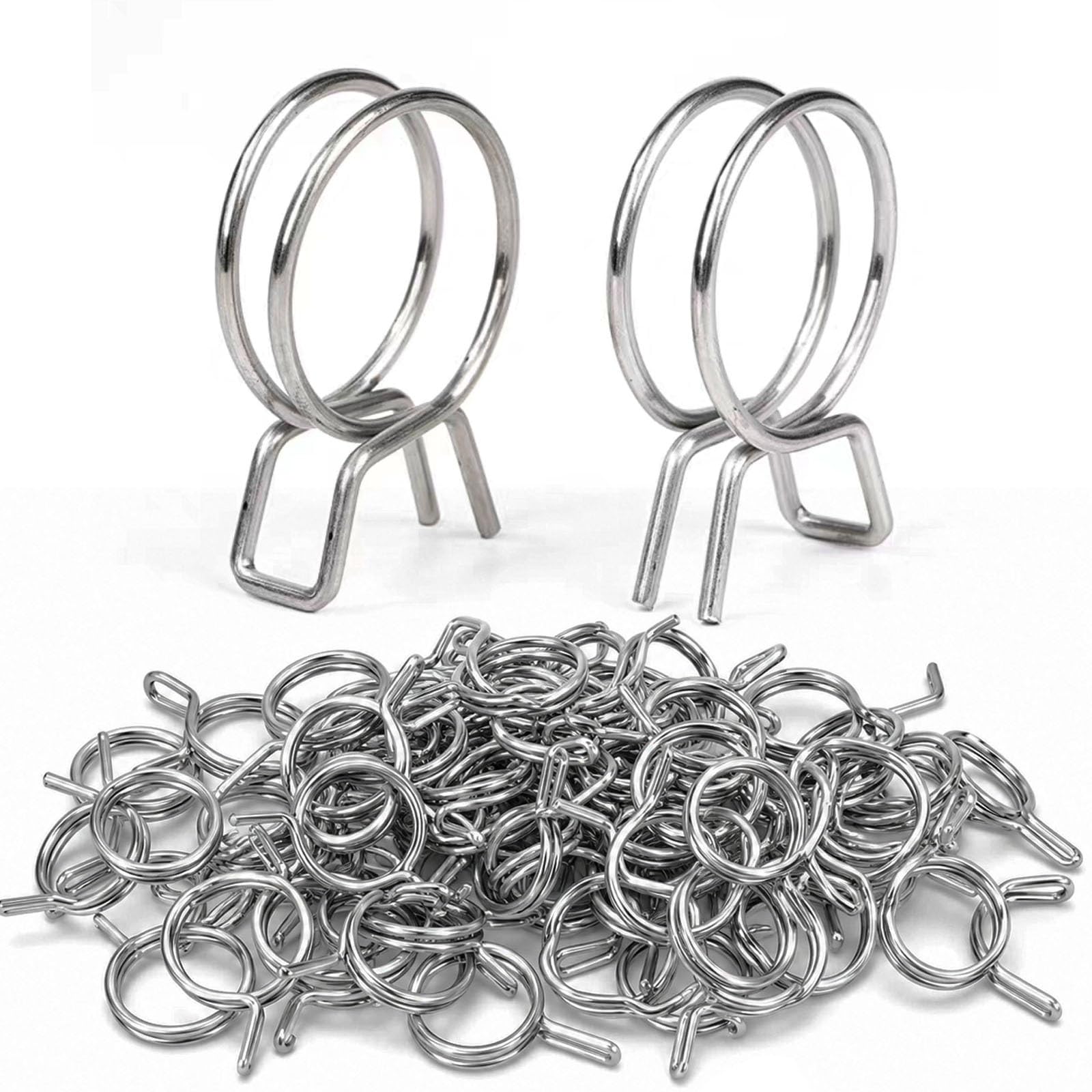 50er-Pack Doppeldraht-Schlauchklemmen Aus Edelstahl, Größenoptionen Von 3,5 Mm Bis 30, Federklemmen For Bewässerungsschläuche Und Widerhakenanschlüsse(28mm(1.10in))